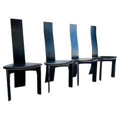Danish Ebonized Dining Chairs Designed by Bob & Dries Van Den Berghe