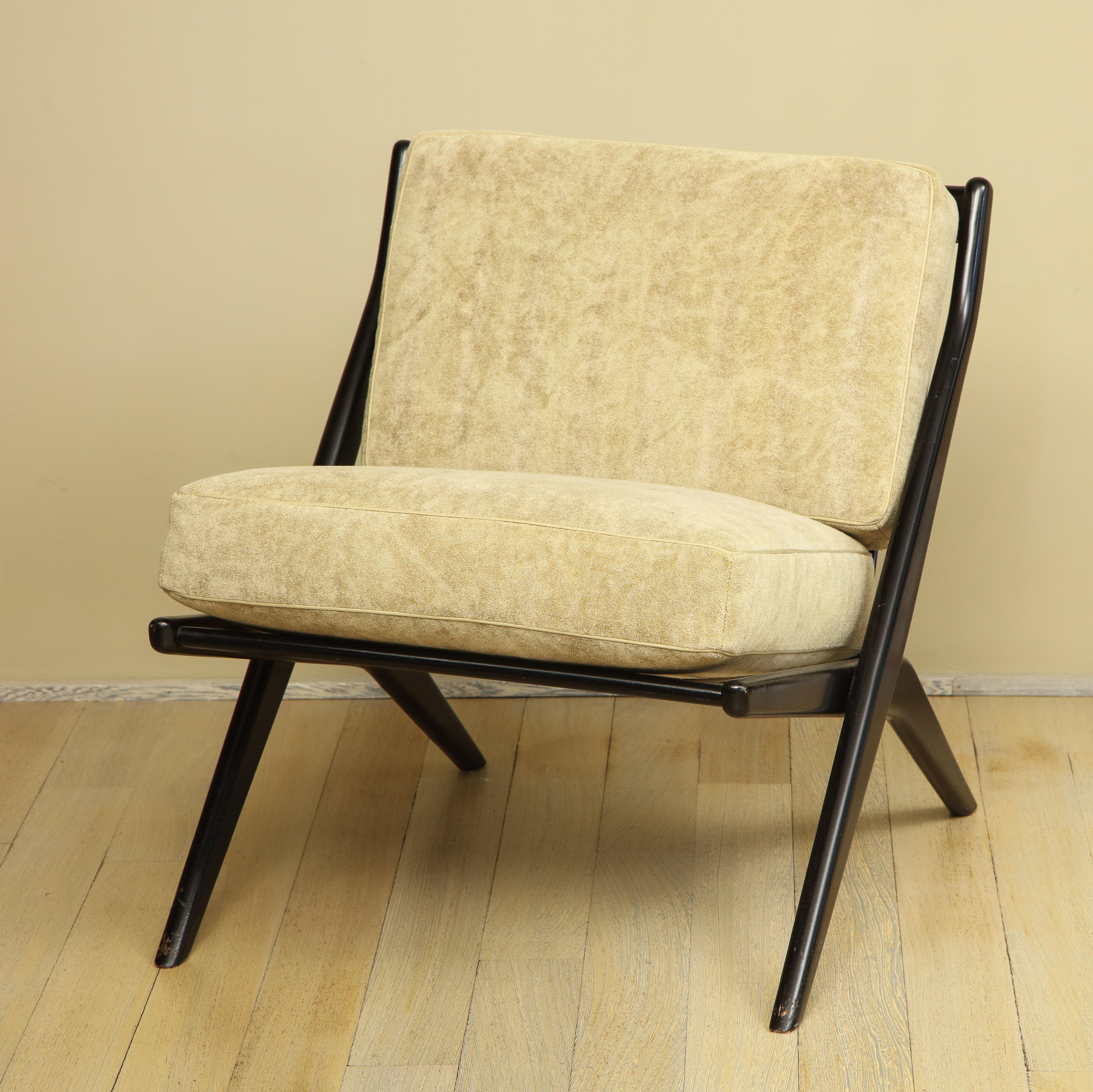 Folke Ohlsson Ebonized Scissor Slipper Chair 3