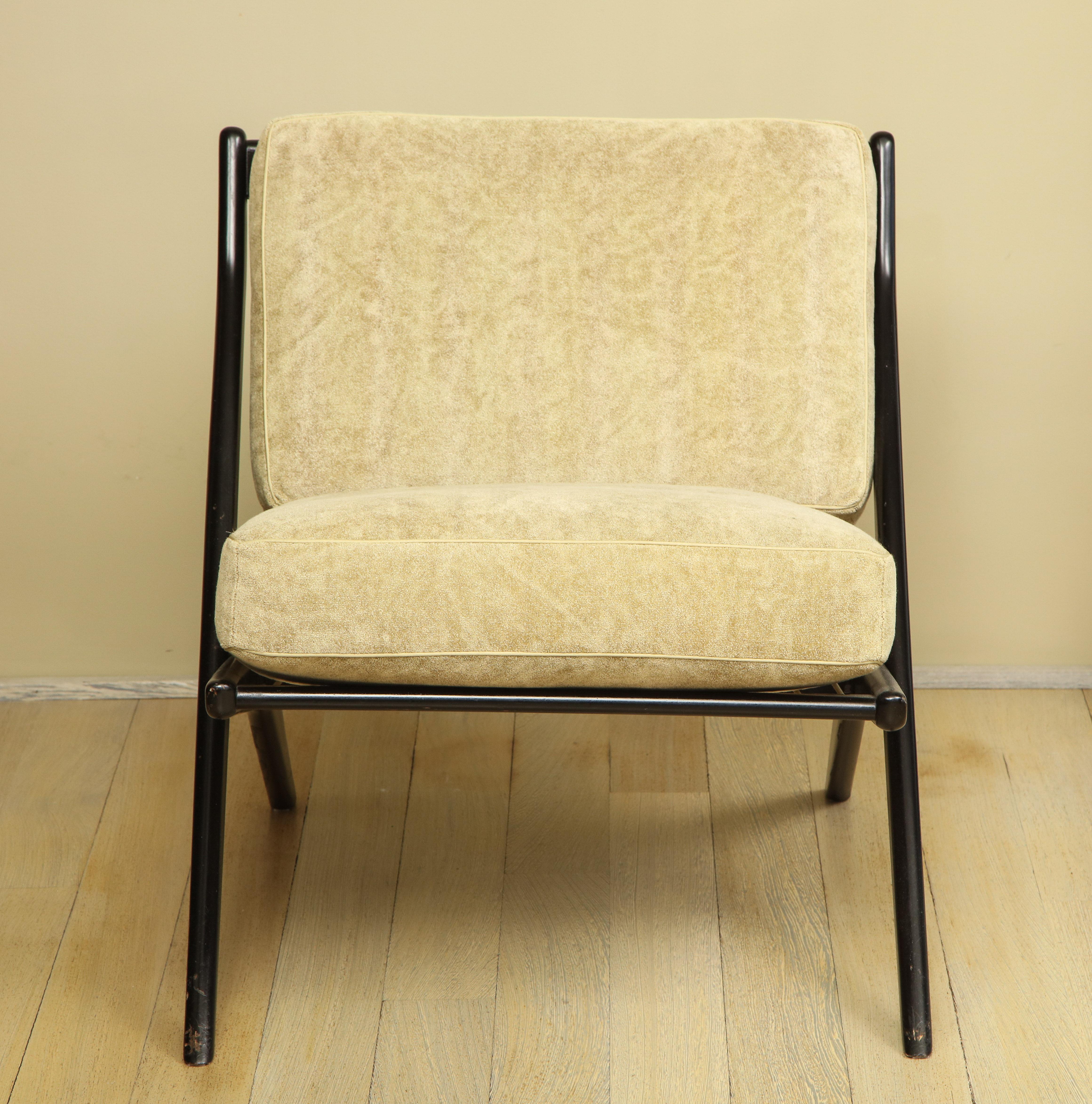Folke Ohlsson Ebonized Scissor Slipper Chair 4