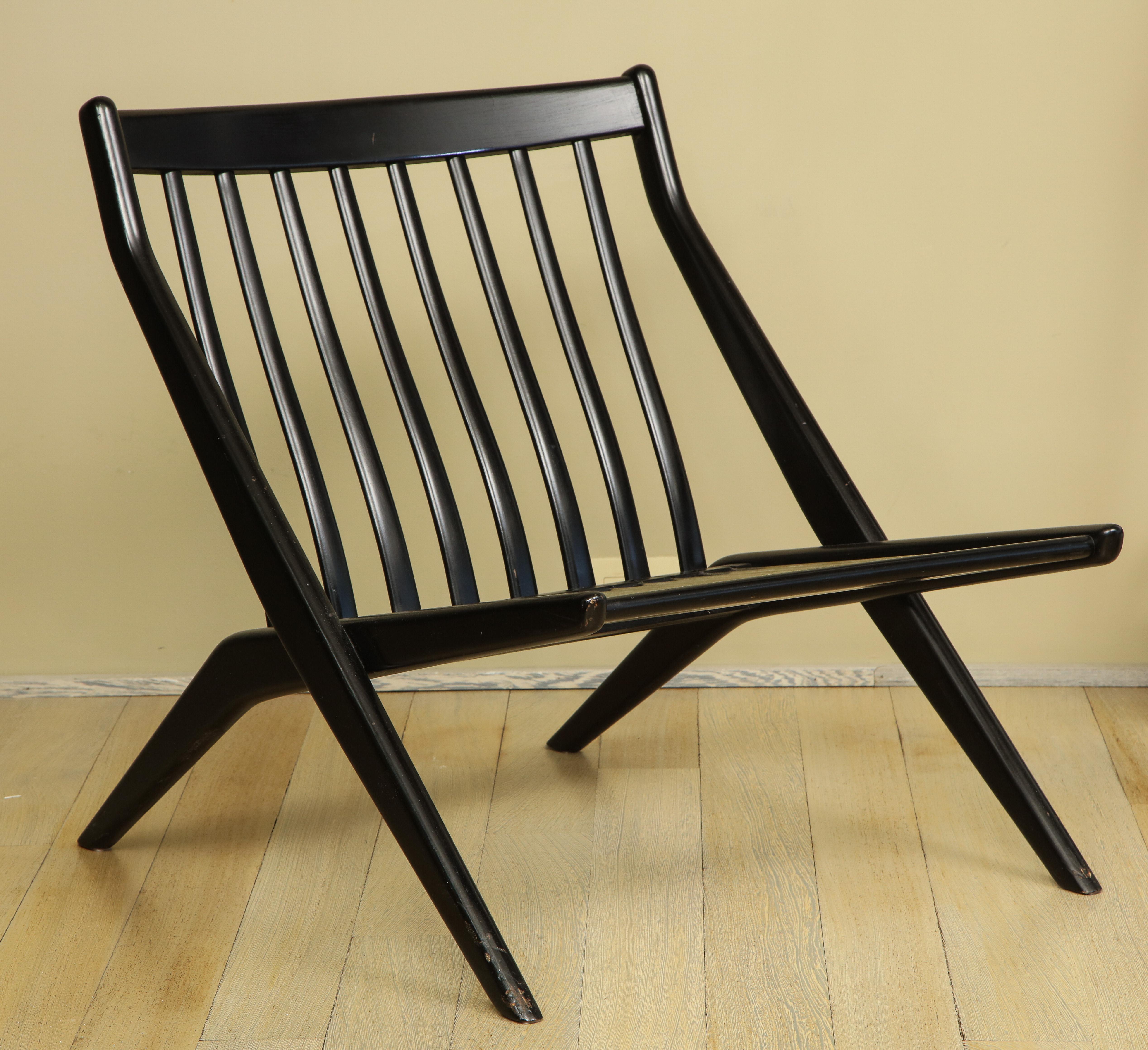 Folke Ohlsson Ebonized Scissor Slipper Chair 5
