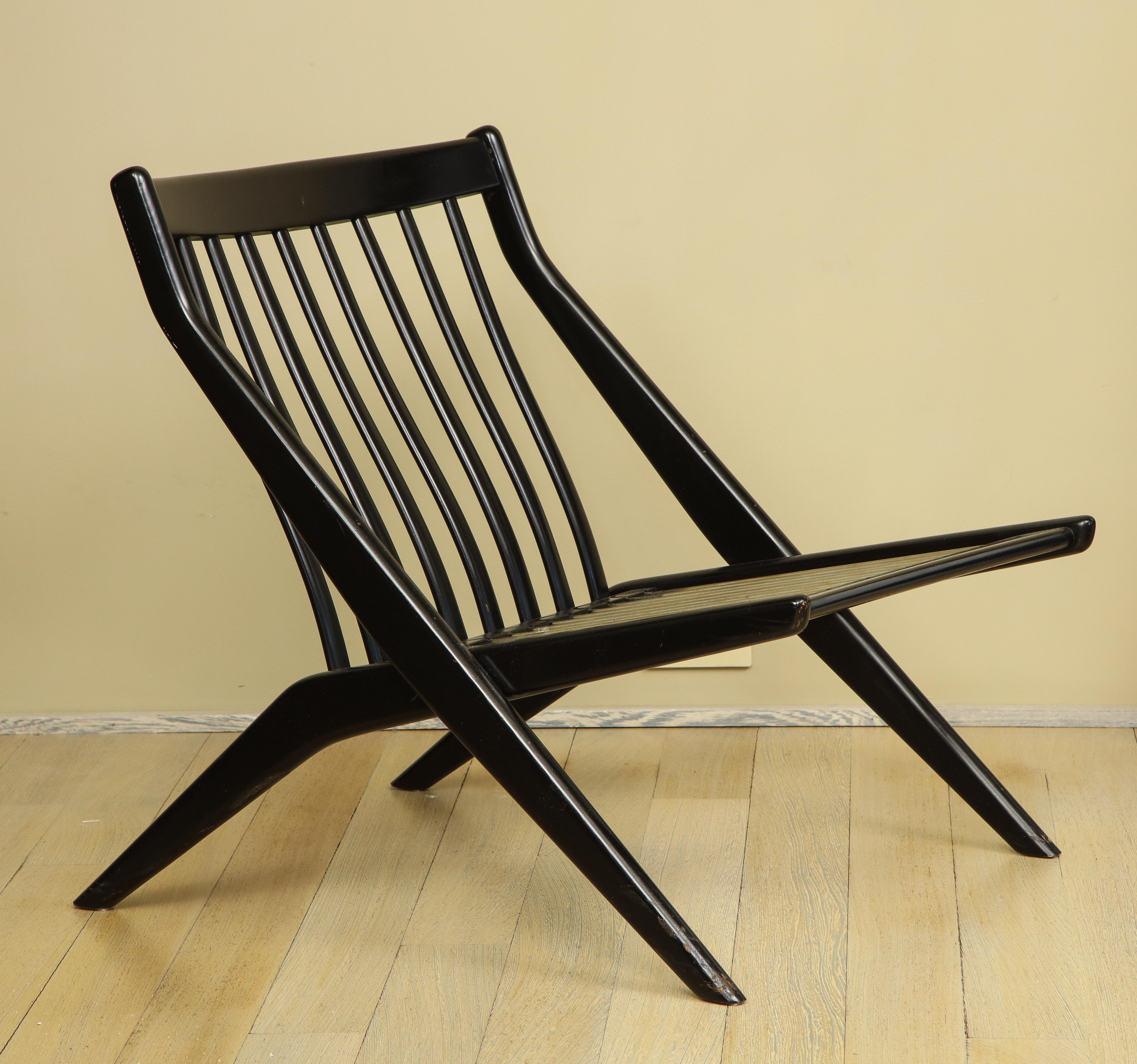 Folke Ohlsson Ebonized Scissor Slipper Chair 7