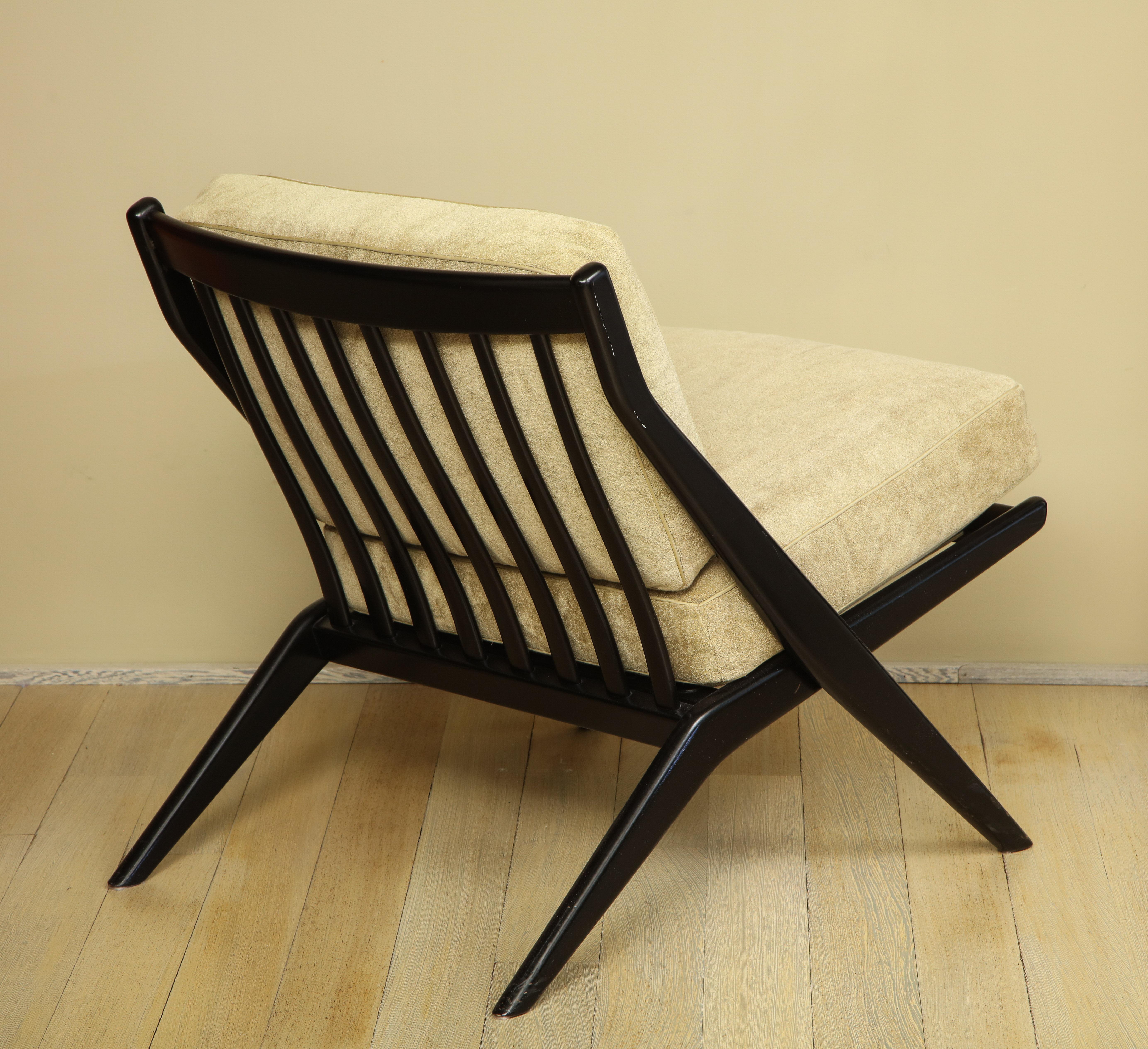 Mid-Century Modern Folke Ohlsson Ebonized Scissor Slipper Chair