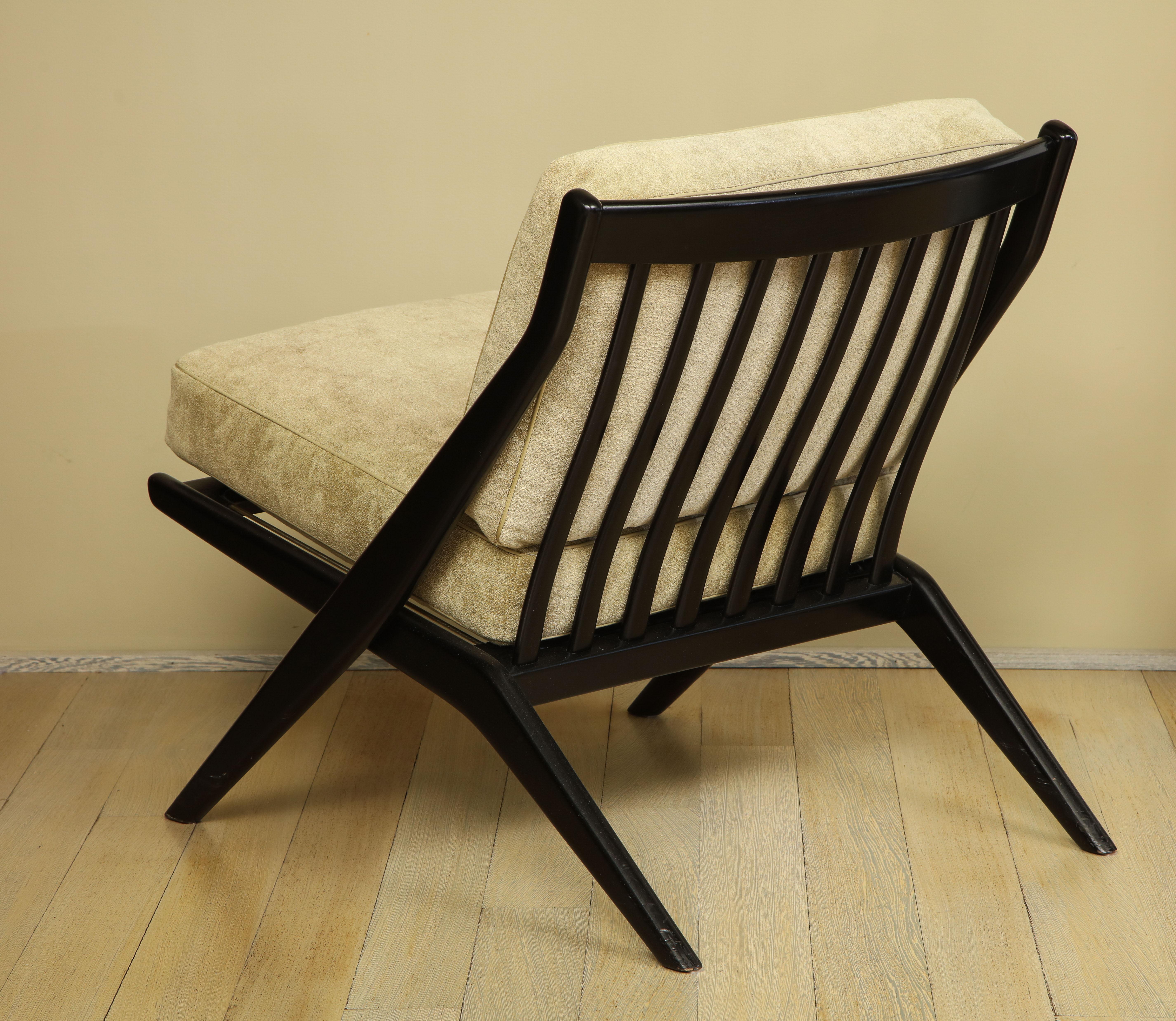 Folke Ohlsson Ebonized Scissor Slipper Chair In Good Condition In New York, NY
