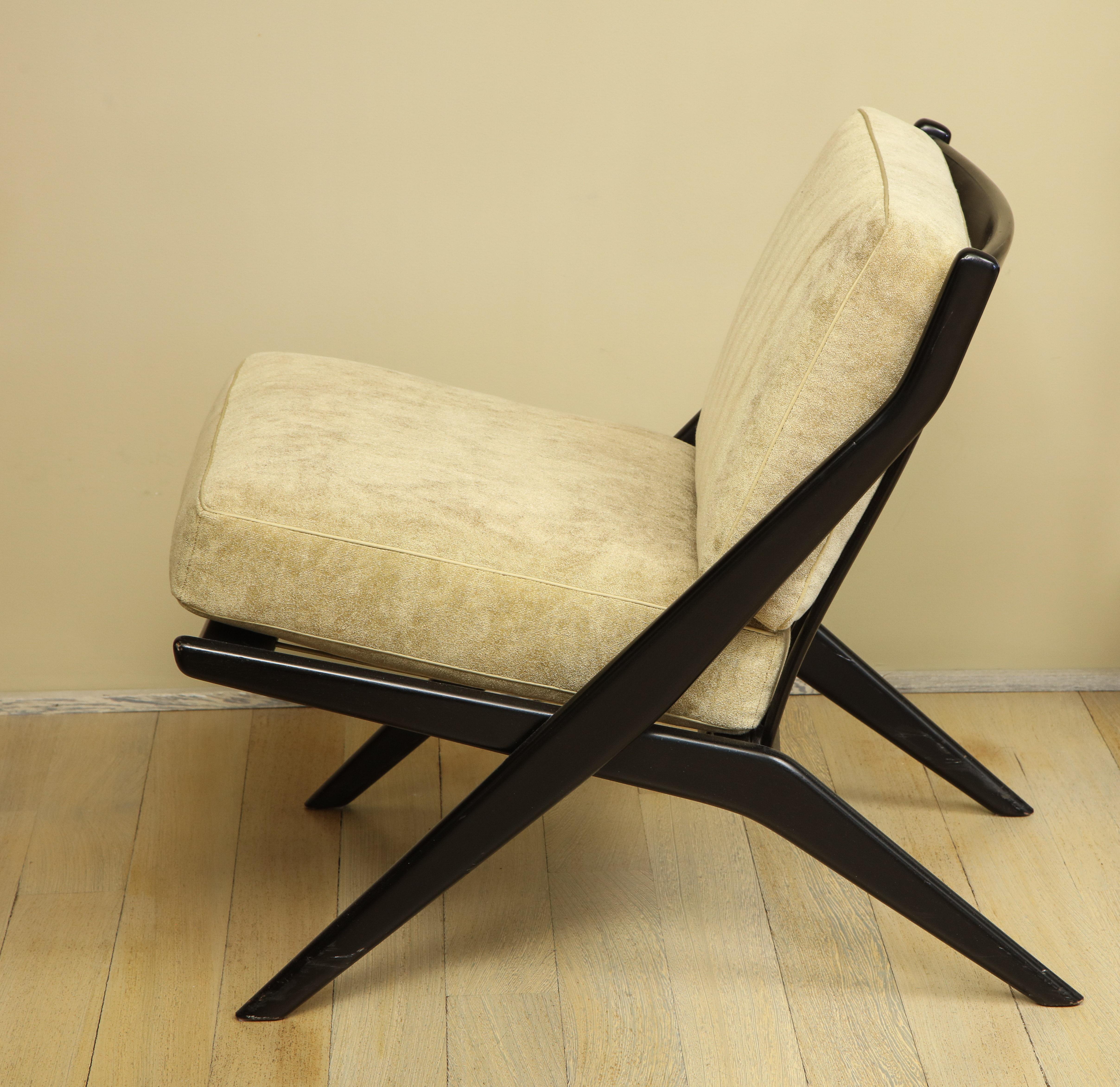 Metal Folke Ohlsson Ebonized Scissor Slipper Chair