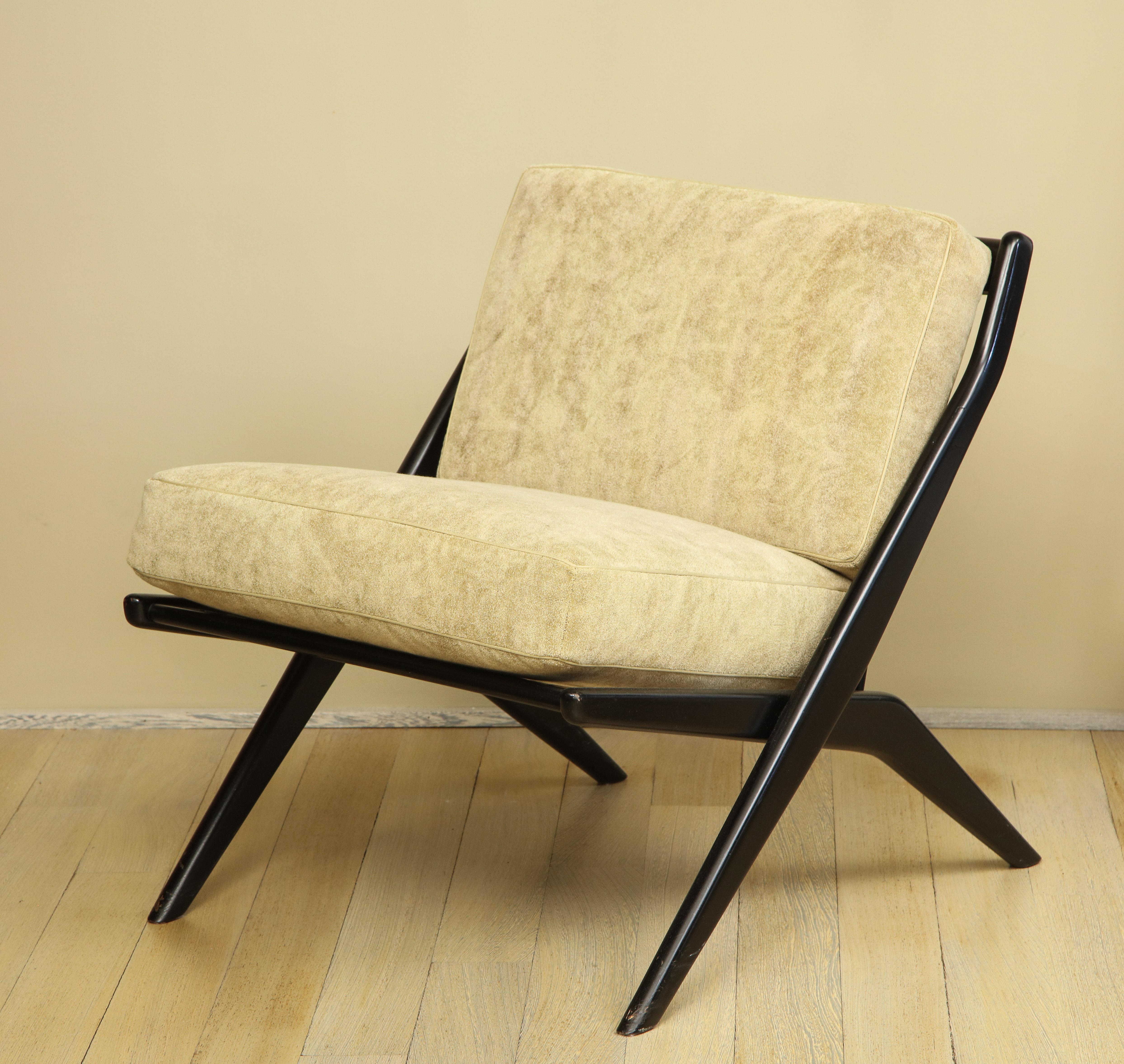 Folke Ohlsson Ebonized Scissor Slipper Chair 2