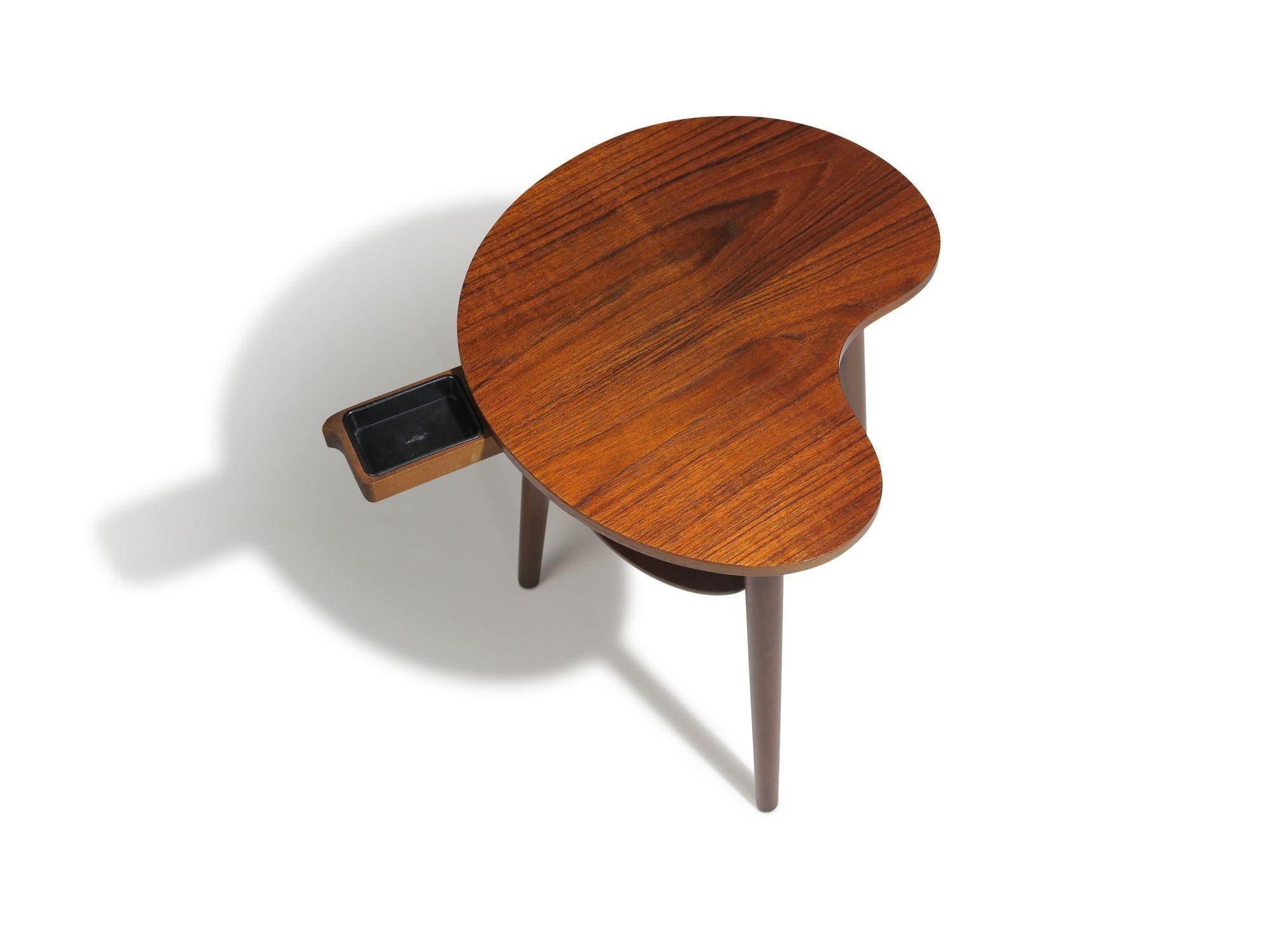 20th Century Danish Edmund Jorgensen Teak Artist Pallet Shape Side Table #1
