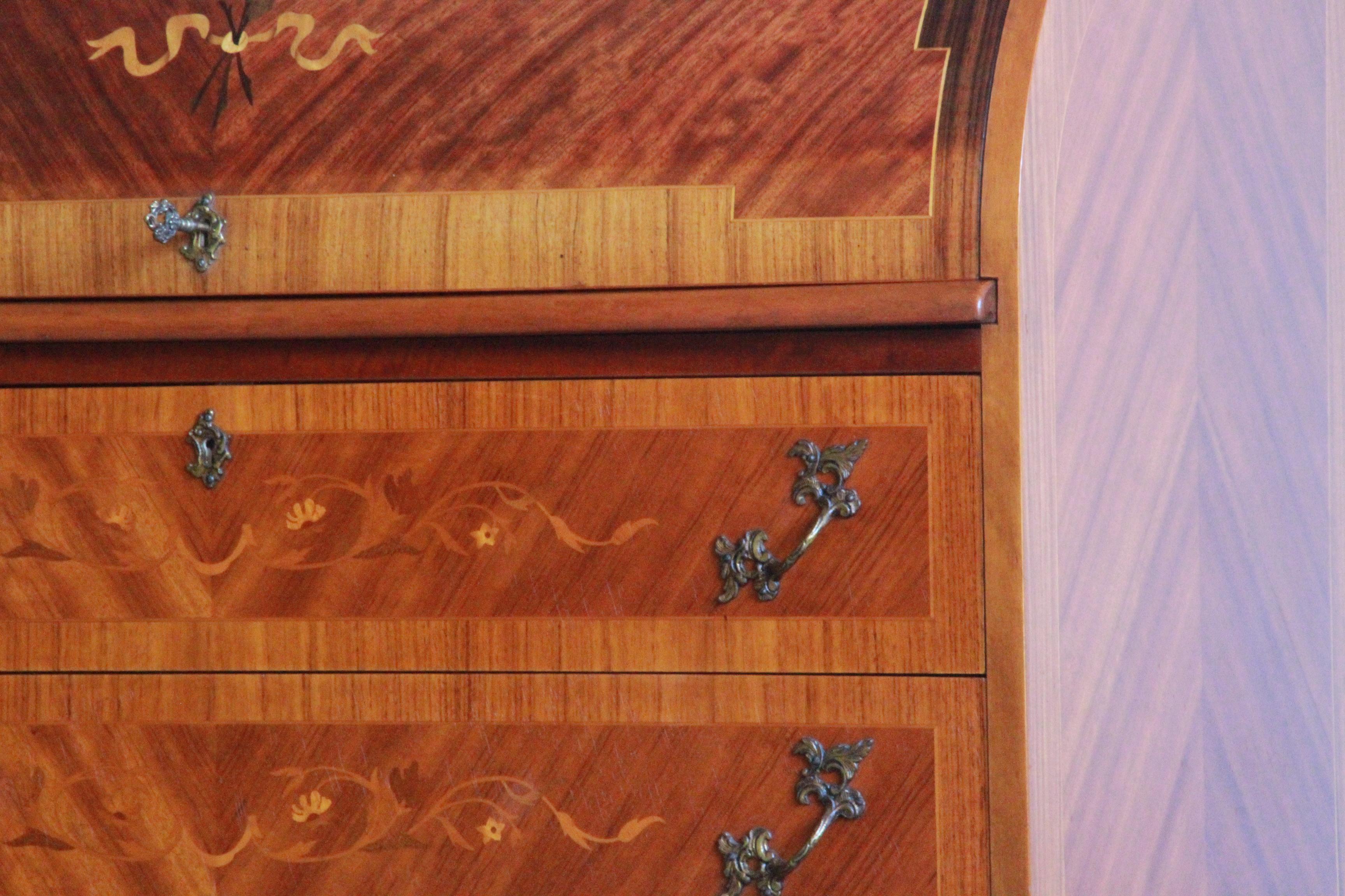 Danish Edmund Jørgensen mid-20th century Secretary Marquetry Cylinder Des For Sale 4