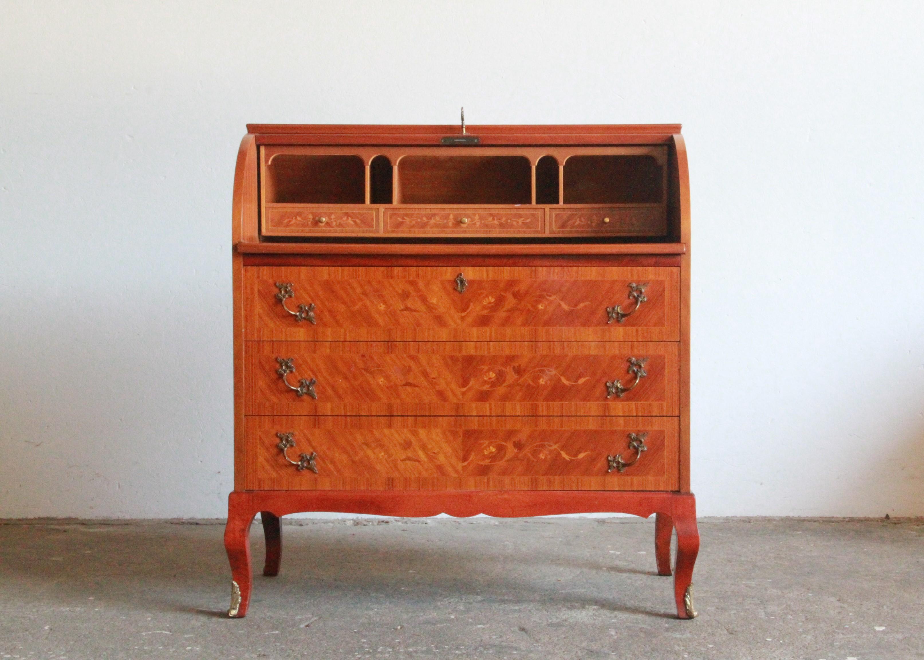 Danish Edmund Jørgensen mid-20th century Secretary Marquetry Cylinder Des For Sale 8