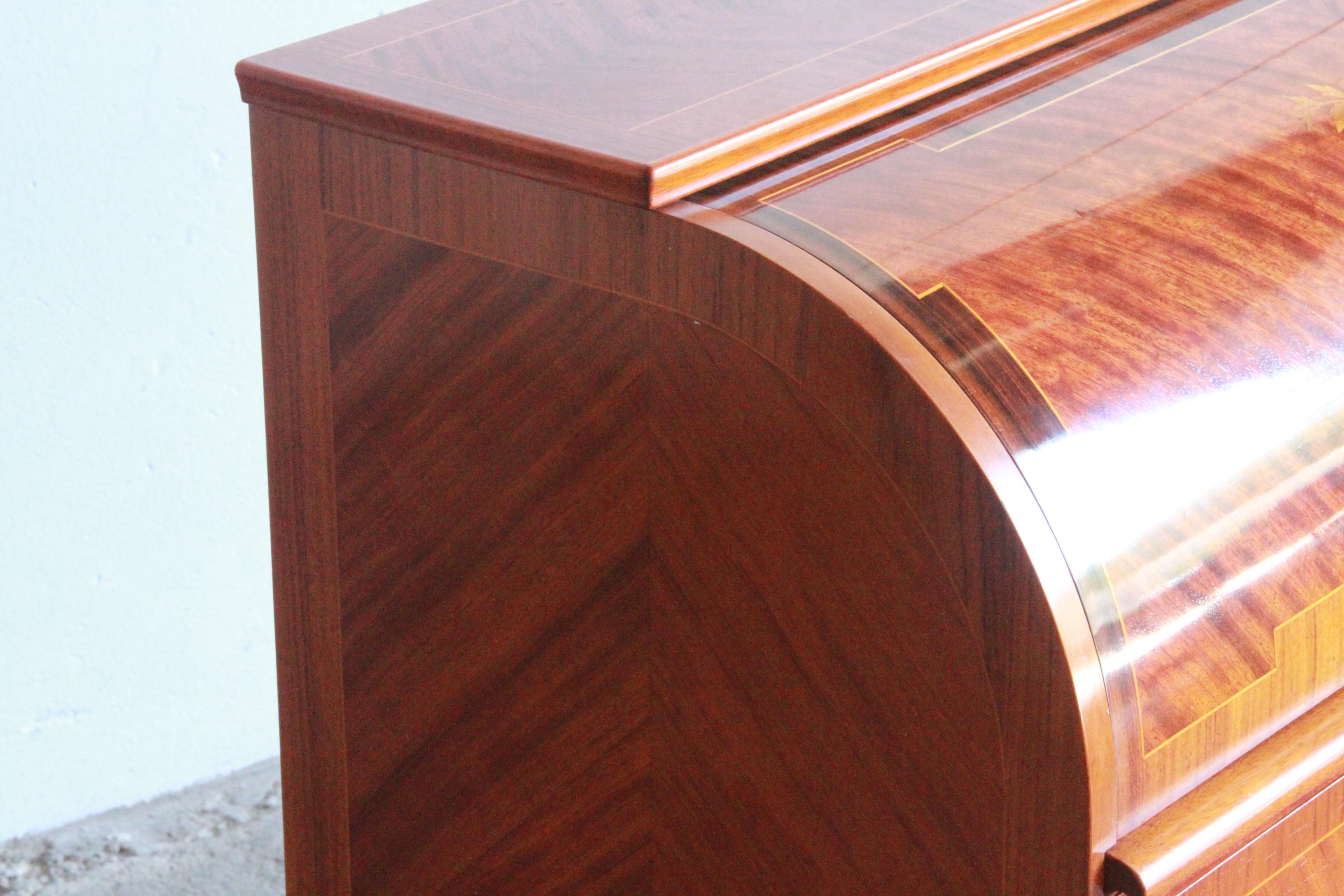 Danish Edmund Jørgensen mid-20th century Secretary Marquetry Cylinder Des For Sale 9
