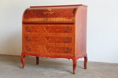 Danish Edmund Jørgensen mid-20th century Secretary Marquetry Cylinder Des
