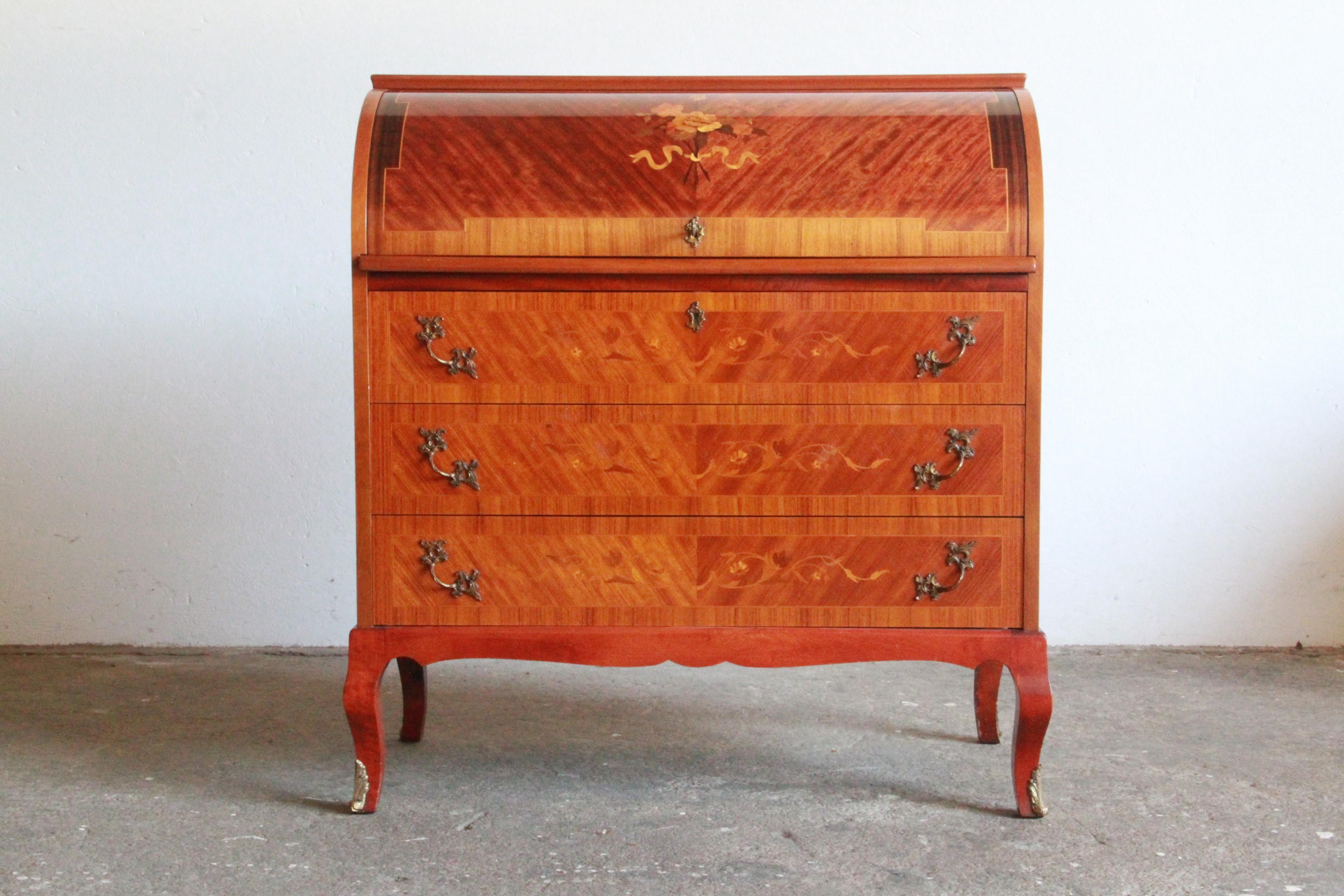 Danish Edmund Jørgensen mid-20th century Secretary Marquetry Cylinder Des For Sale 2