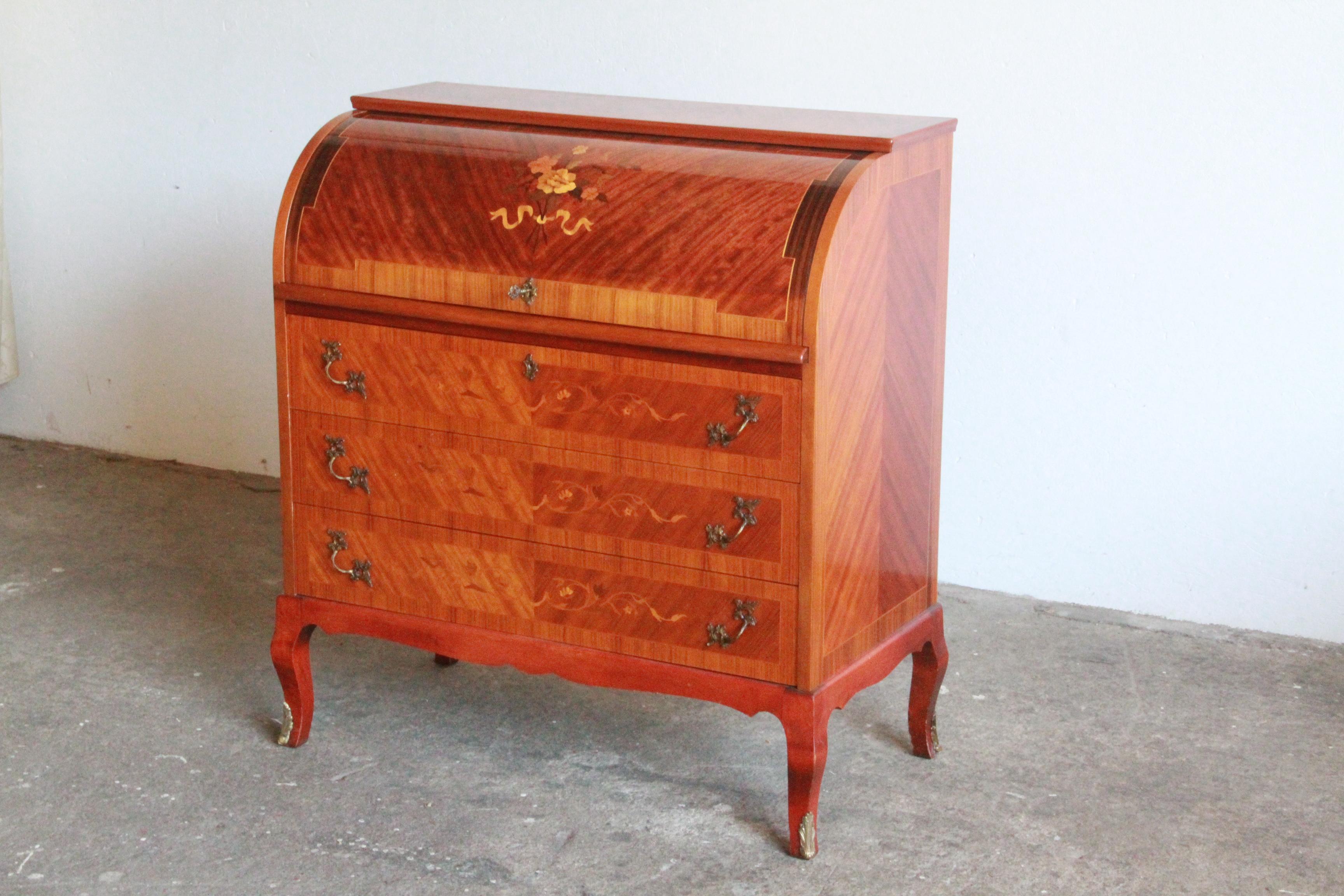 Danish Edmund Jørgensen mid-20th century Secretary Marquetry Cylinder Des For Sale 3
