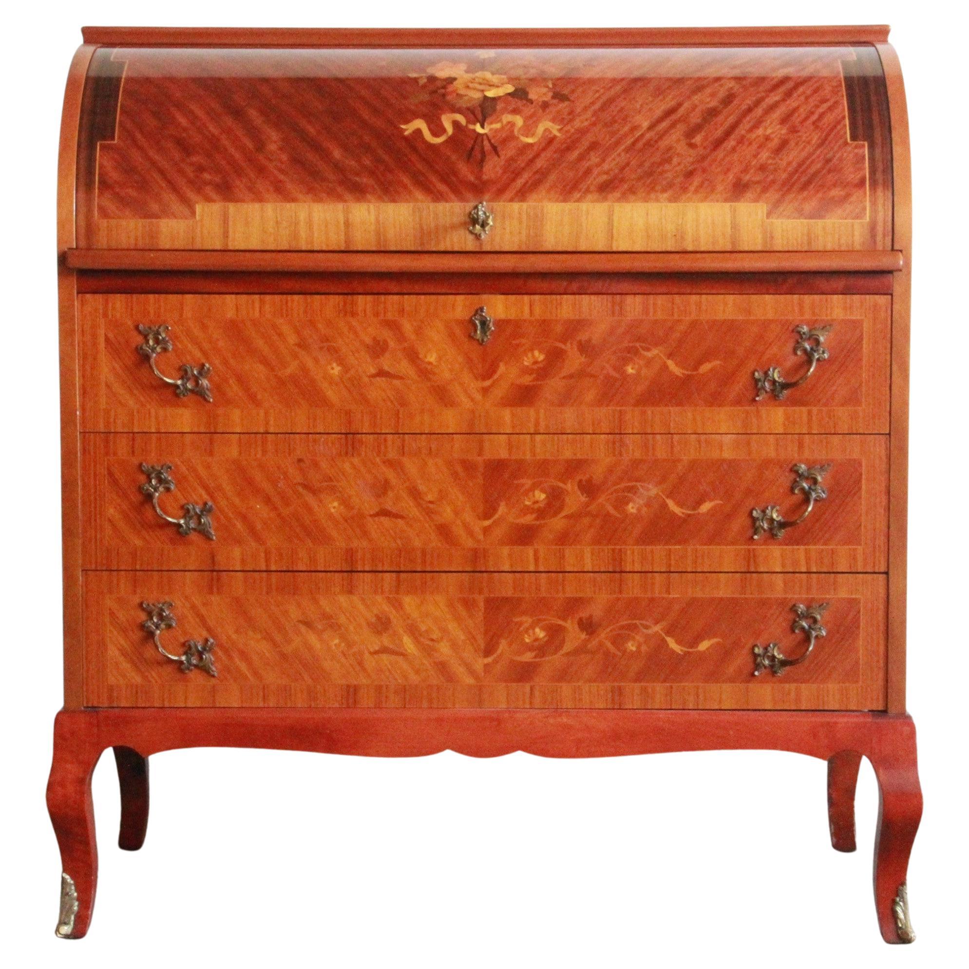 Danish Edmund Jørgensen mid-20th century Secretary Marquetry Cylinder Des For Sale