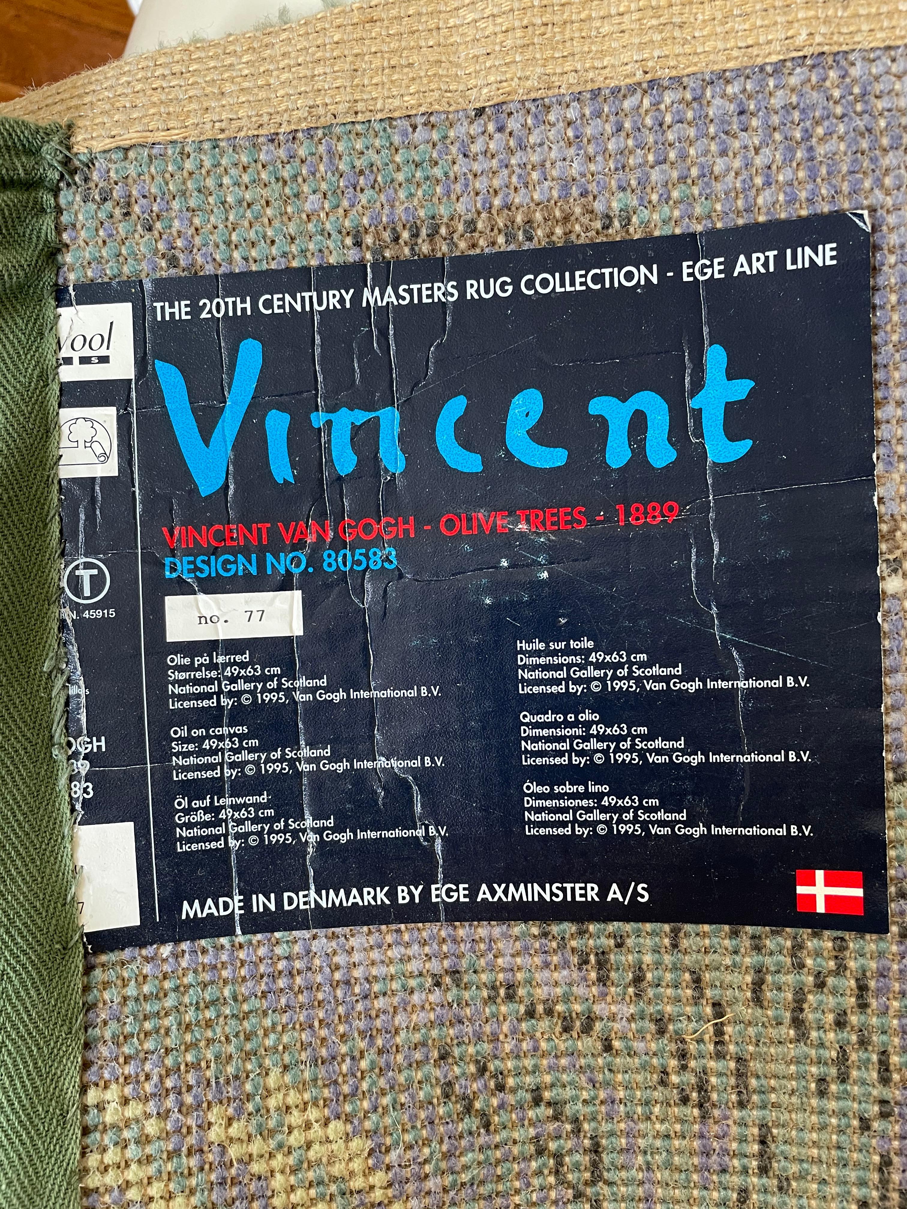 Tapis danois Ege Axminster pour Vincent van Gogh « Olive Trees » en laine en vente 1