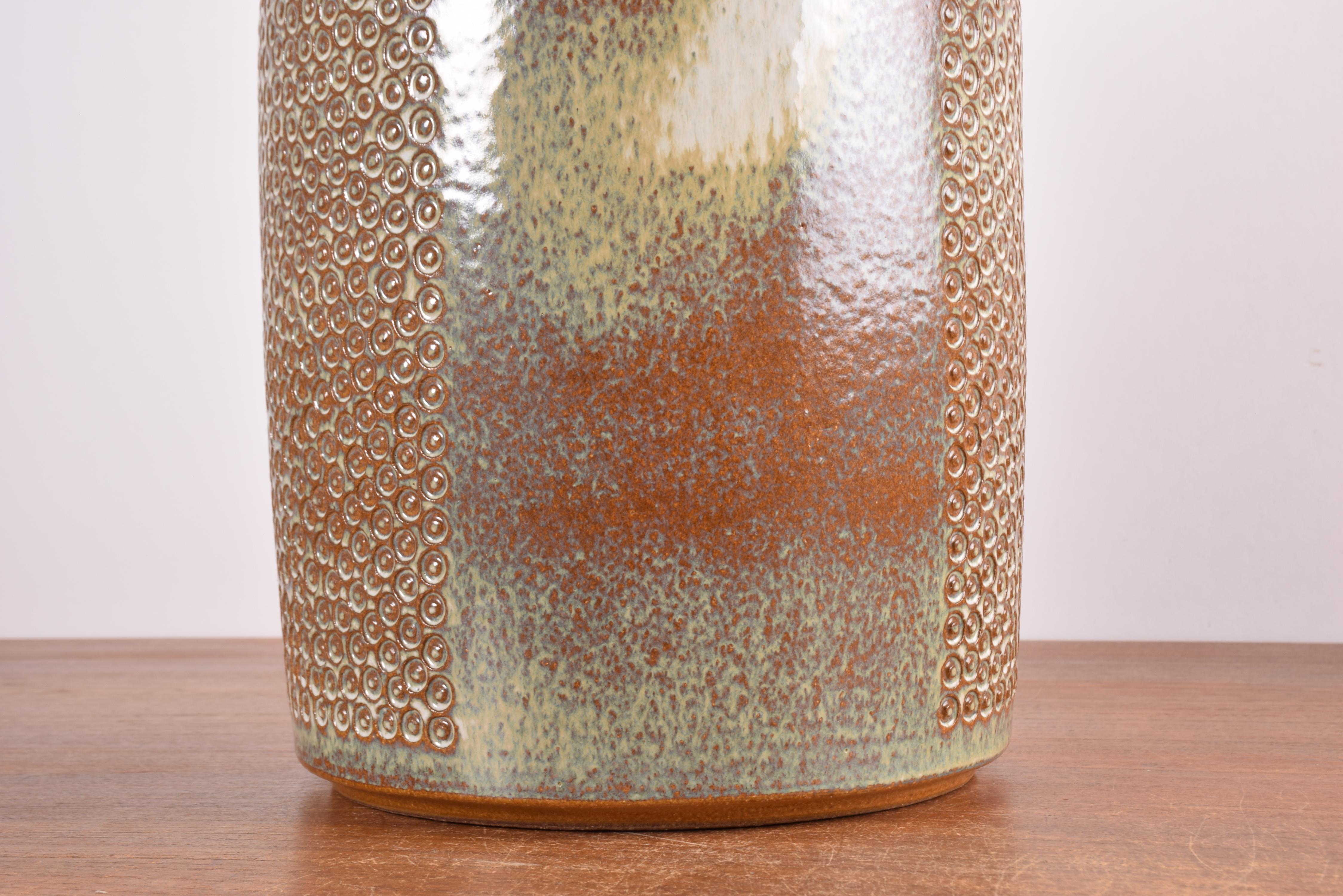 Danish Einar Johansen for Søholm Ceramic Floor Vase Beige Brown Dot Decor, 1960s For Sale 4