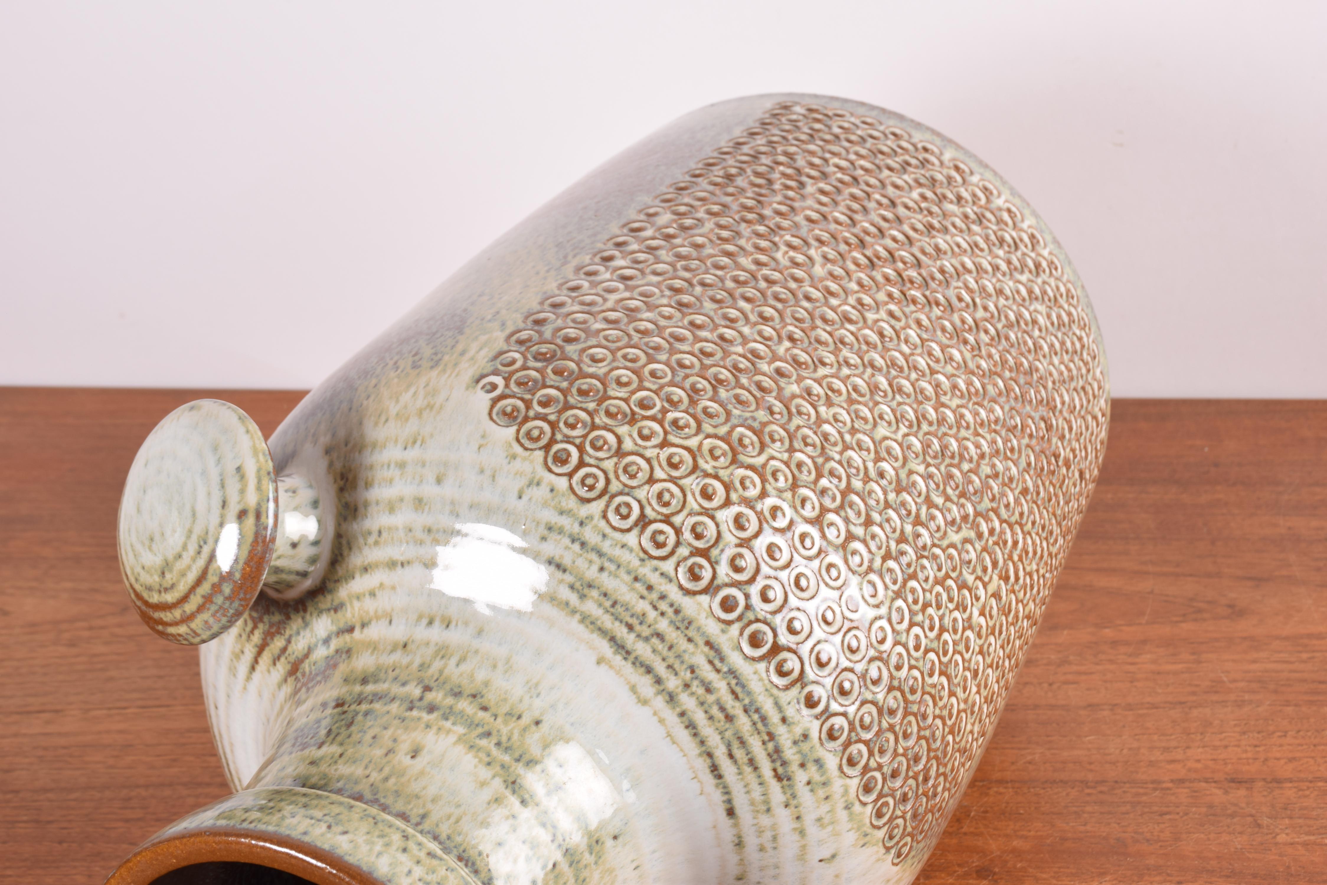 Huge Danish Brutalist Einar Johansen for Søholm Ceramic Floor Vase Brown, 1960s For Sale 6