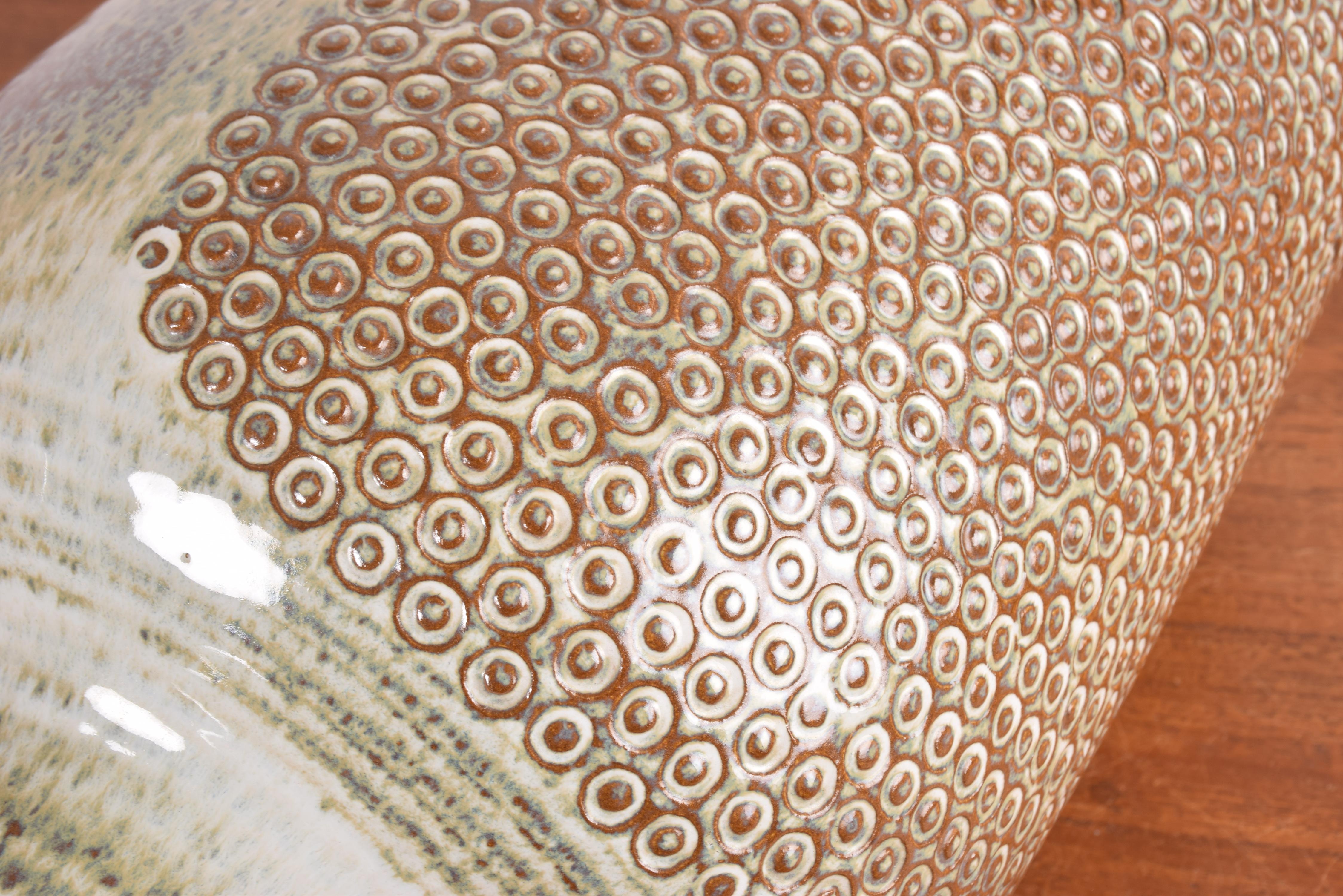 Danish Einar Johansen for Søholm Ceramic Floor Vase Beige Brown Dot Decor, 1960s For Sale 7