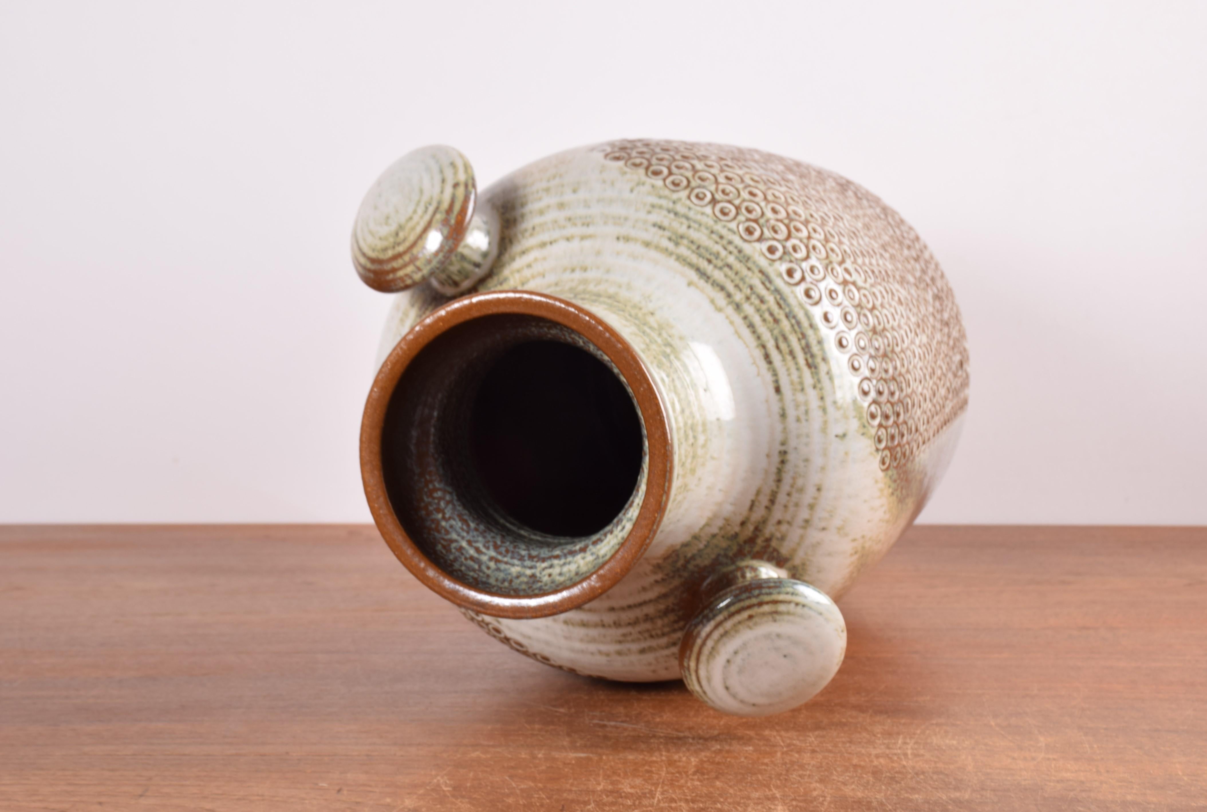 Huge Danish Brutalist Einar Johansen for Søholm Ceramic Floor Vase Brown, 1960s For Sale 8