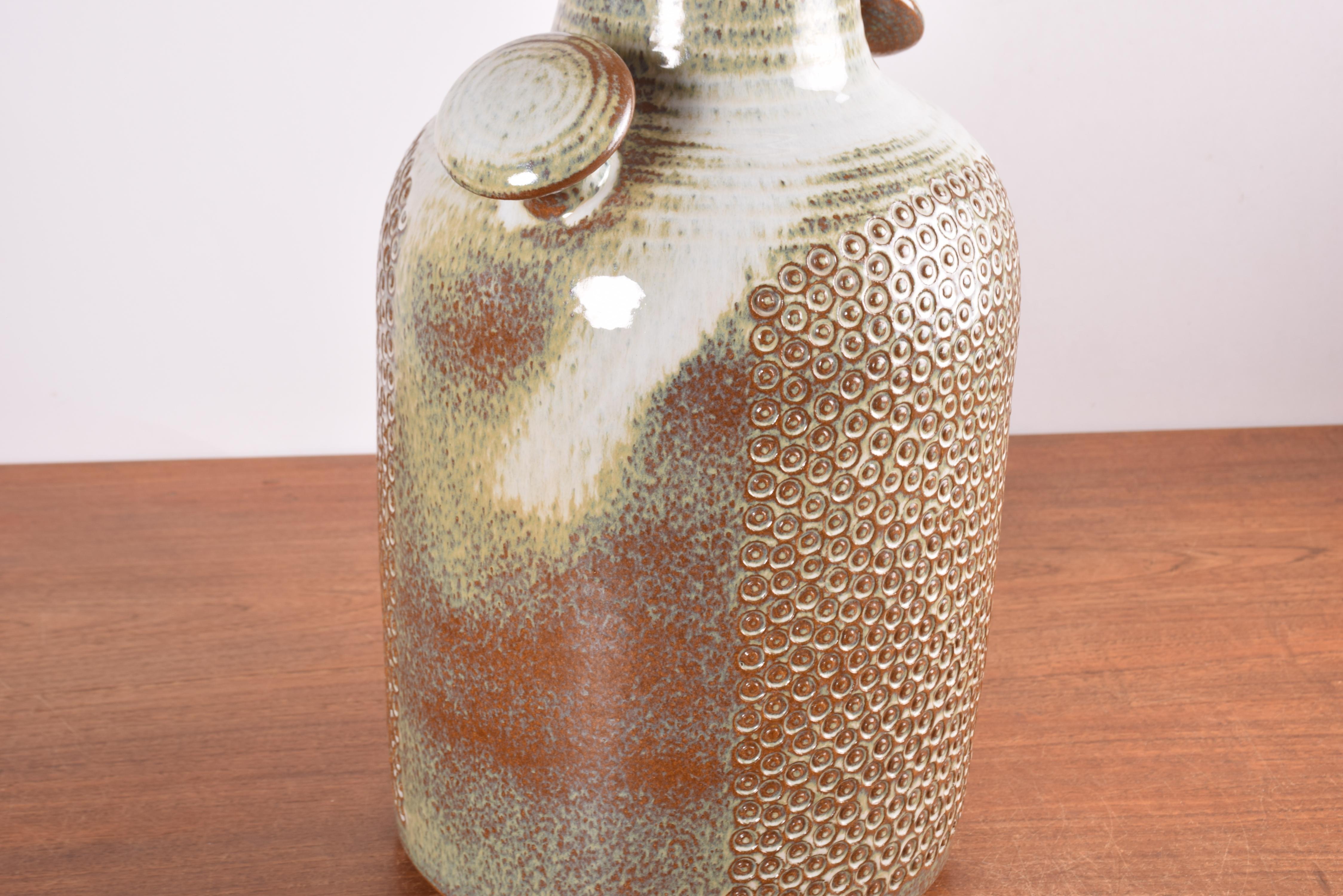 Mid-Century Modern Danish Einar Johansen for Søholm Ceramic Floor Vase Beige Brown Dot Decor, 1960s For Sale