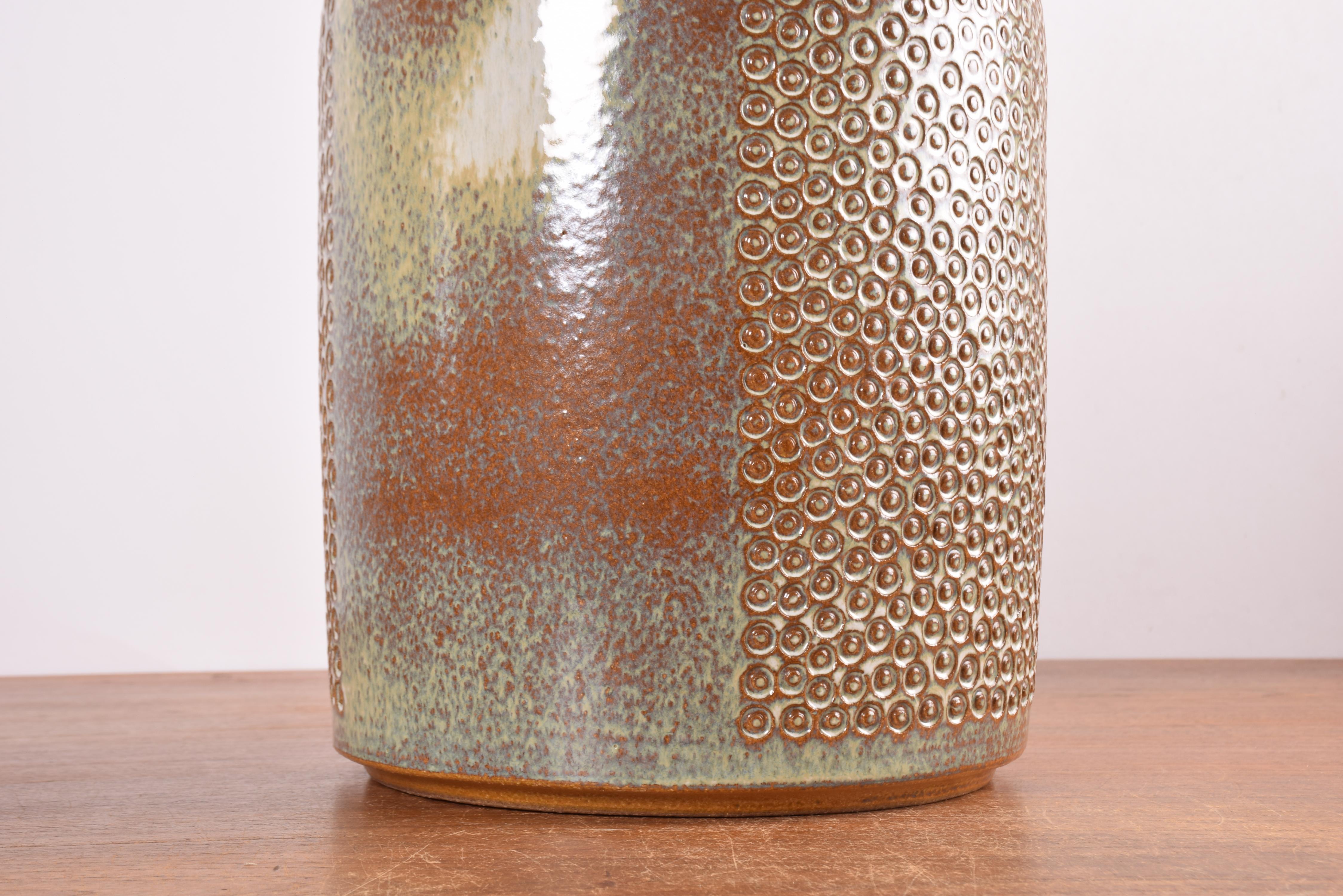Danish Einar Johansen for Søholm Ceramic Floor Vase Beige Brown Dot Decor, 1960s In Good Condition For Sale In Aarhus C, DK