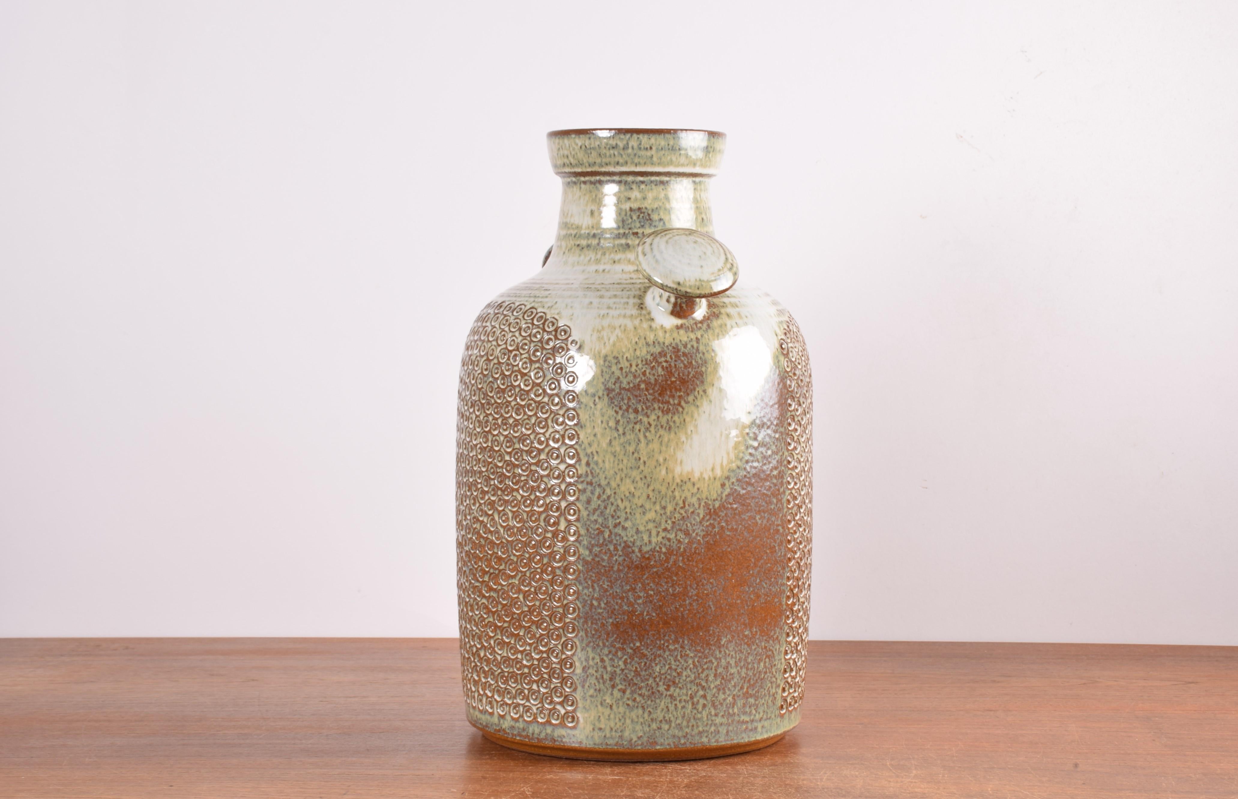 Danish Einar Johansen for Søholm Ceramic Floor Vase Beige Brown Dot Decor, 1960s For Sale 2