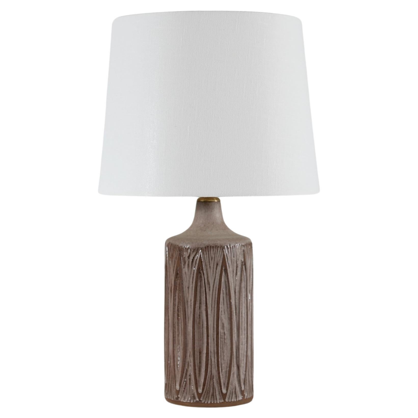 Danish Einar Johansen Table Lamp With Graphical Design and Light Brown Glaze 60s