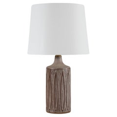 Retro Danish Einar Johansen Table Lamp With Graphical Design and Light Brown Glaze 60s