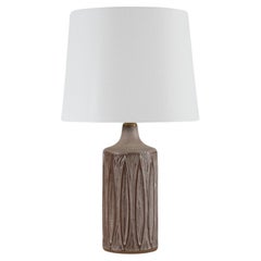 Danish Einar Johansen Table Lamp With Graphical Design and Light Brown Glaze 60s