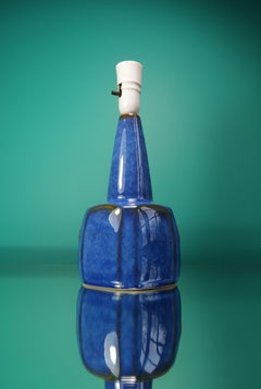Lampada da tavolo in gres blu lucido Johansen for Søholm del 1960