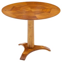 Danish Elm Parquetry Side Table, circa 1920-30