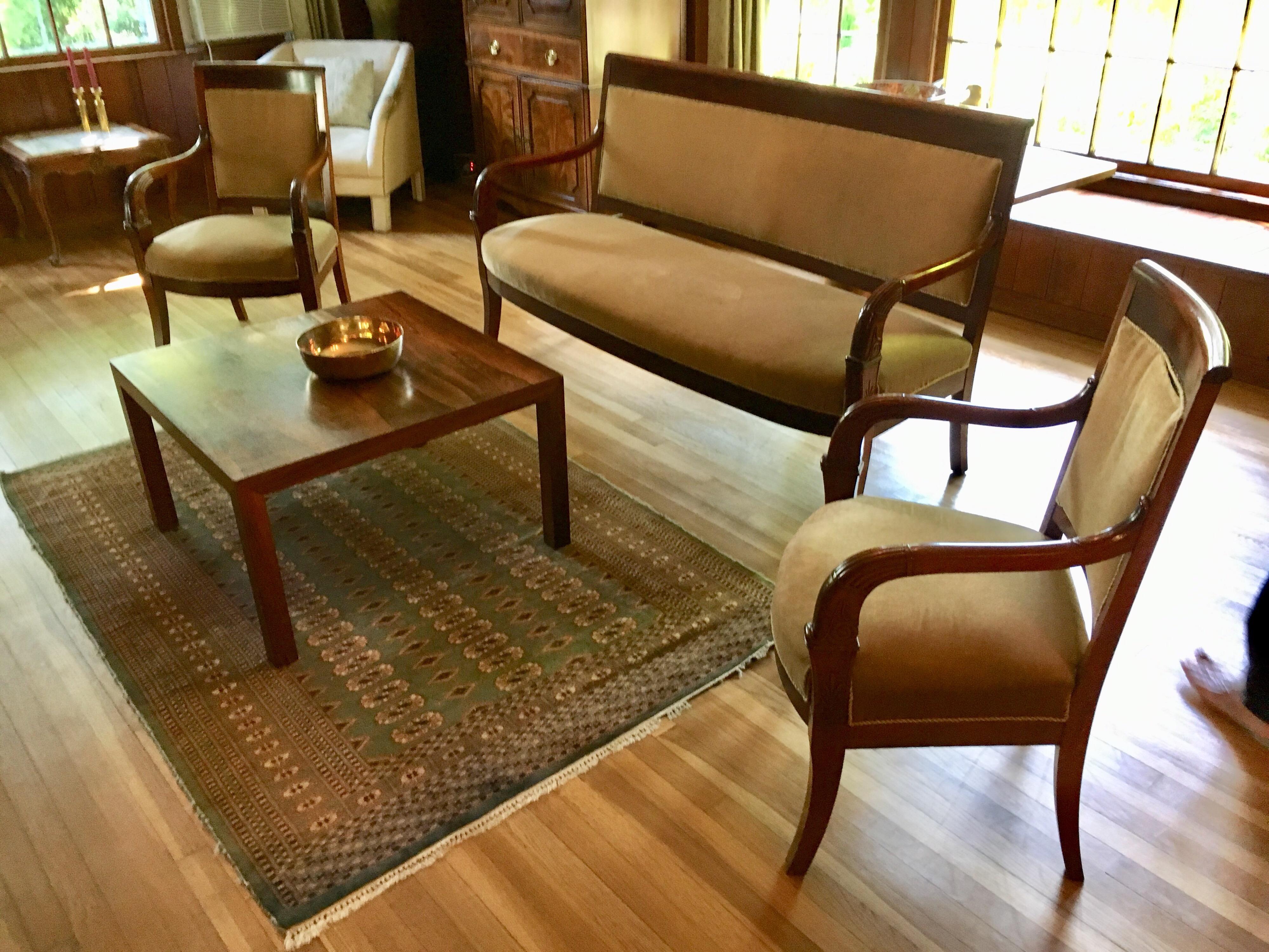 19th Century Danish Empire Armchairs and Settee Salon Suite
