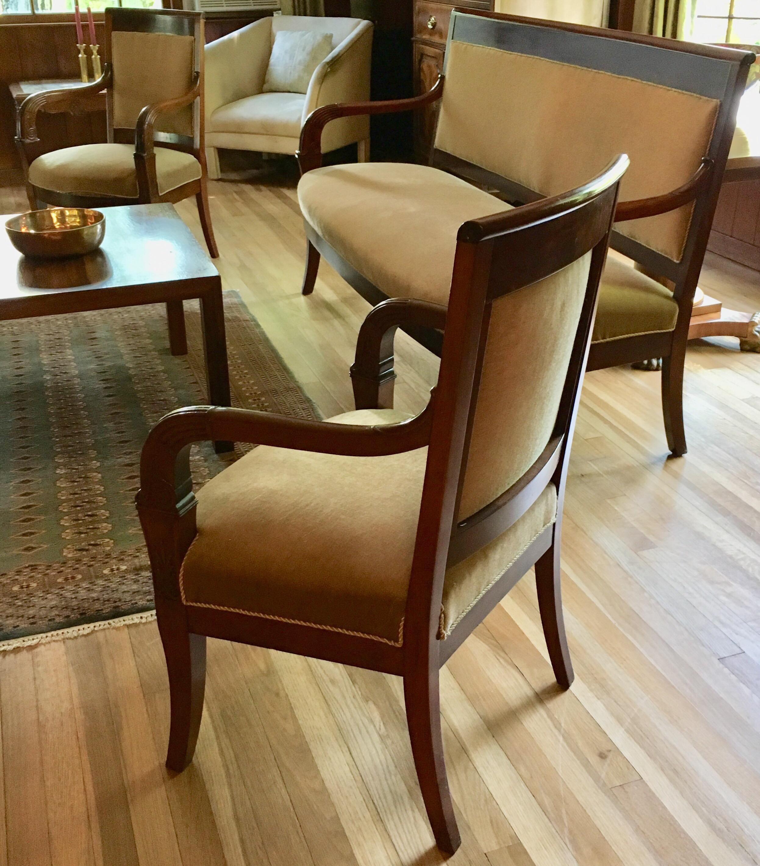 Danish Empire Armchairs and Settee Salon Suite 2