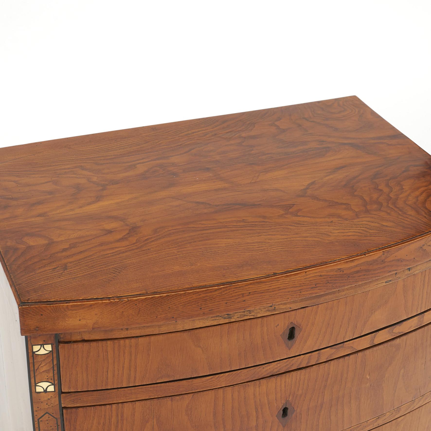 Early 19th Century Danish Empire Chest of Drawers with Curved Front, circa 1810