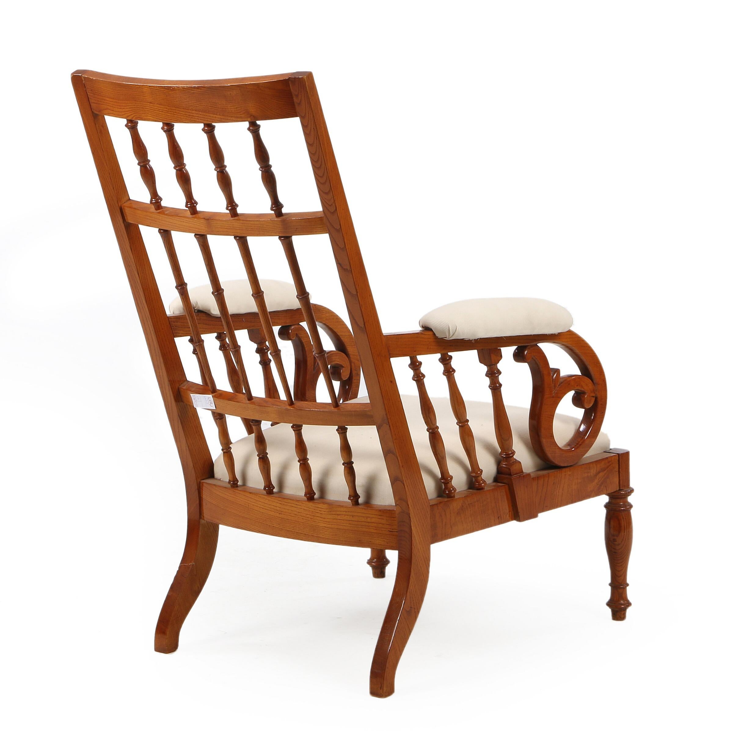 Mid-19th Century Danish Empire Elmwood Armchair For Sale