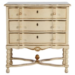 Danish Empire Style Chest of Drawers Solid Pine with Cream Colored Paint 1930s