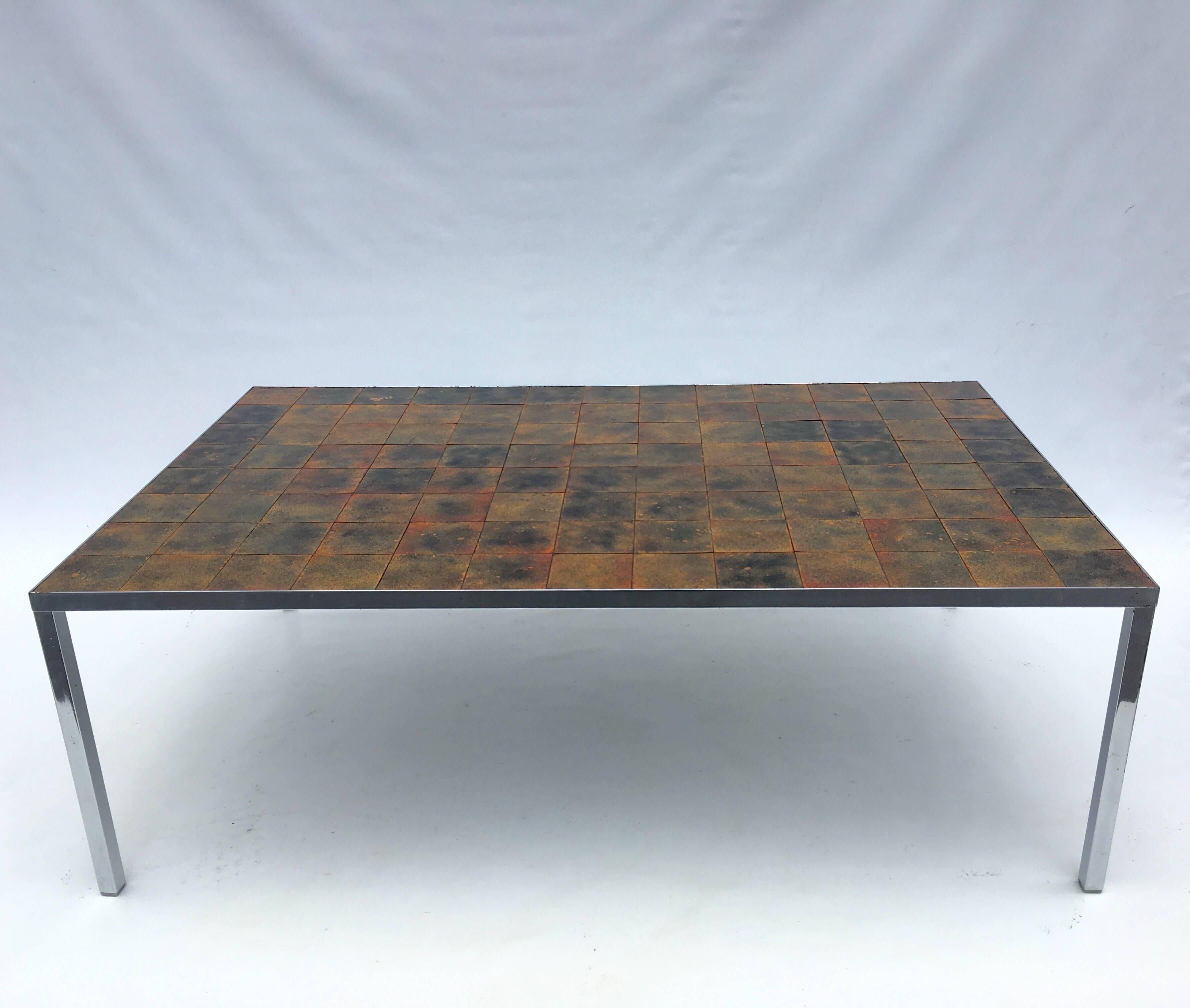 Danish Enameled Copper Tile Coffee Table 5