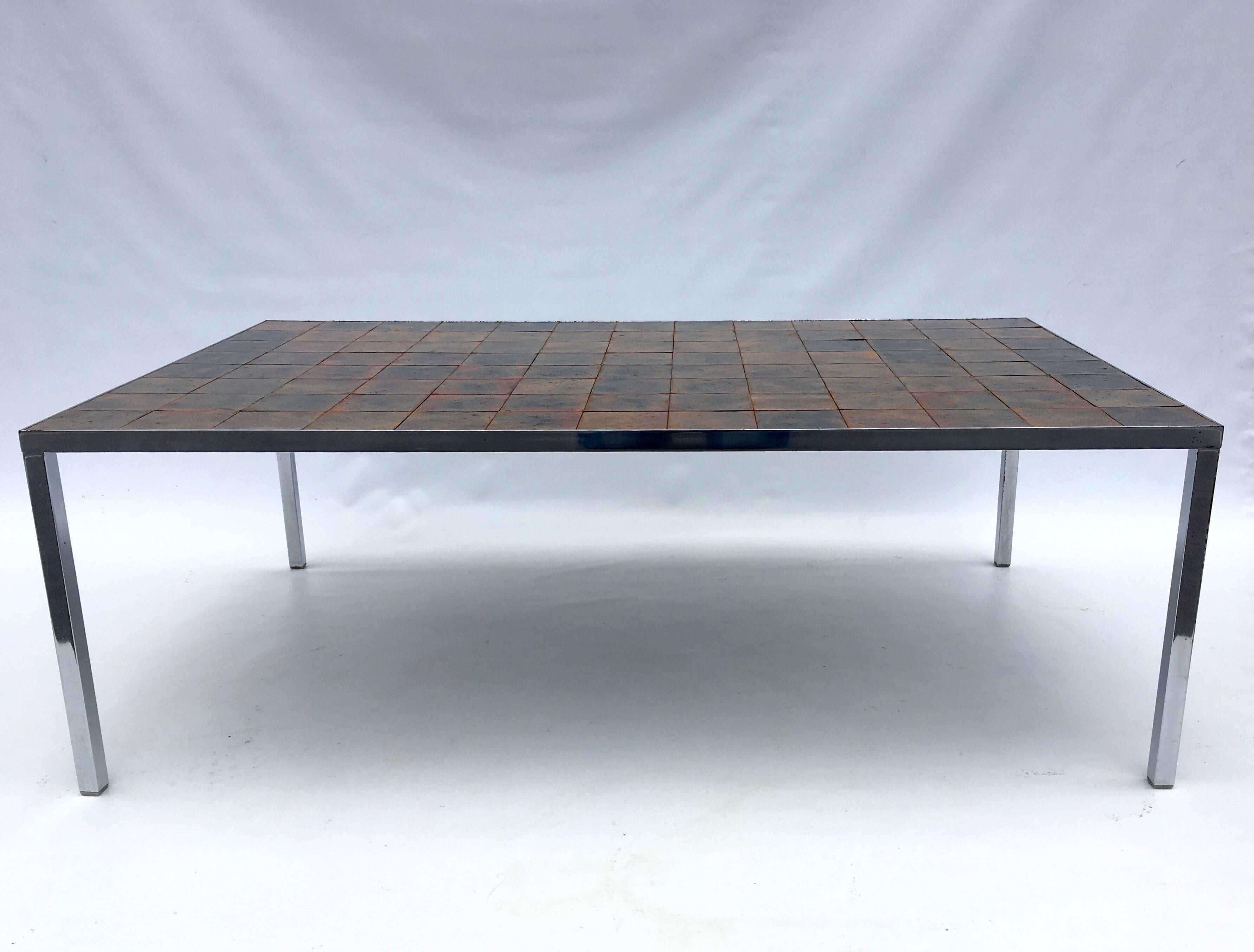 Danish Enameled Copper Tile Coffee Table 6