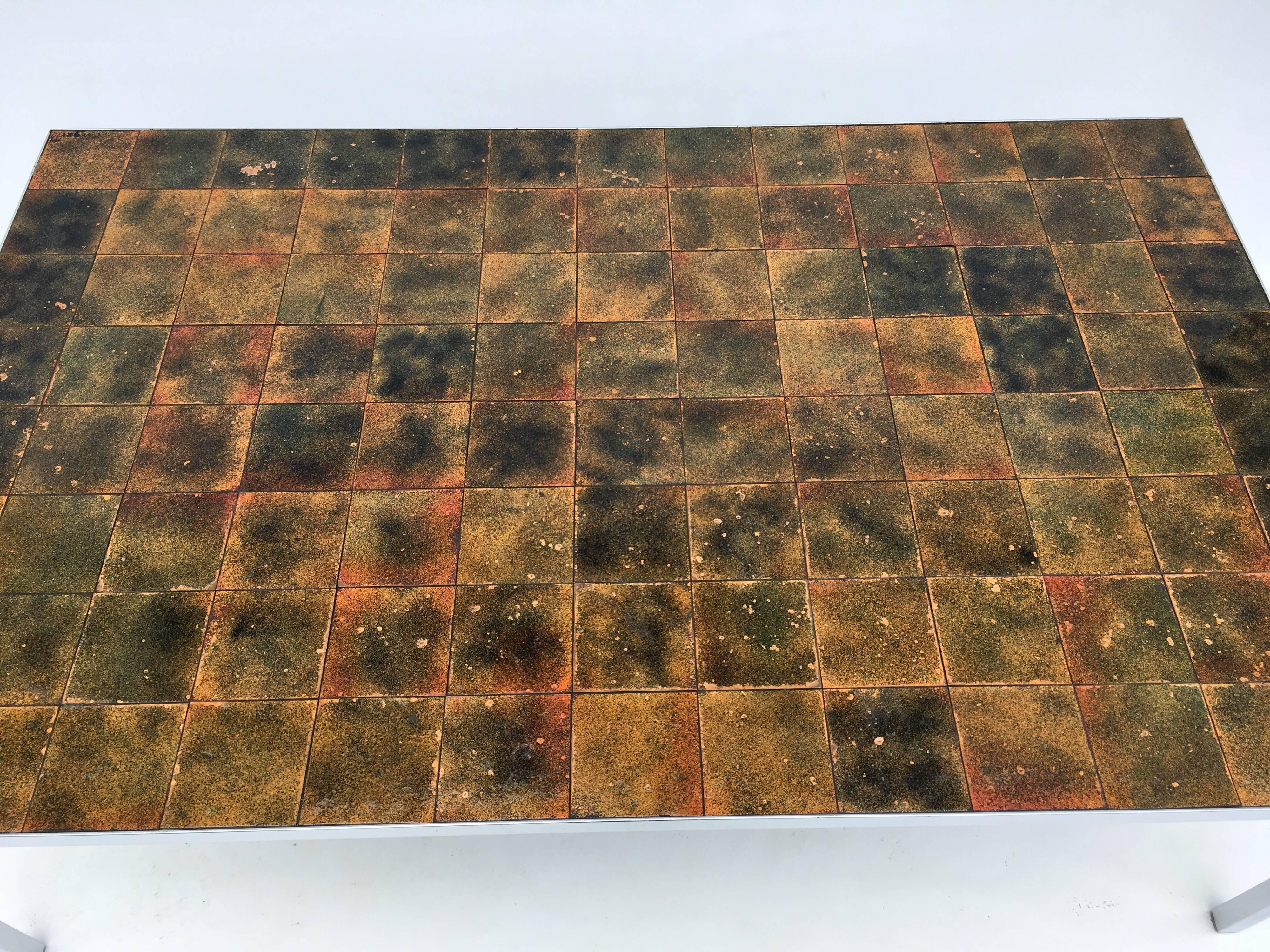 Danish Enameled Copper Tile Coffee Table 7