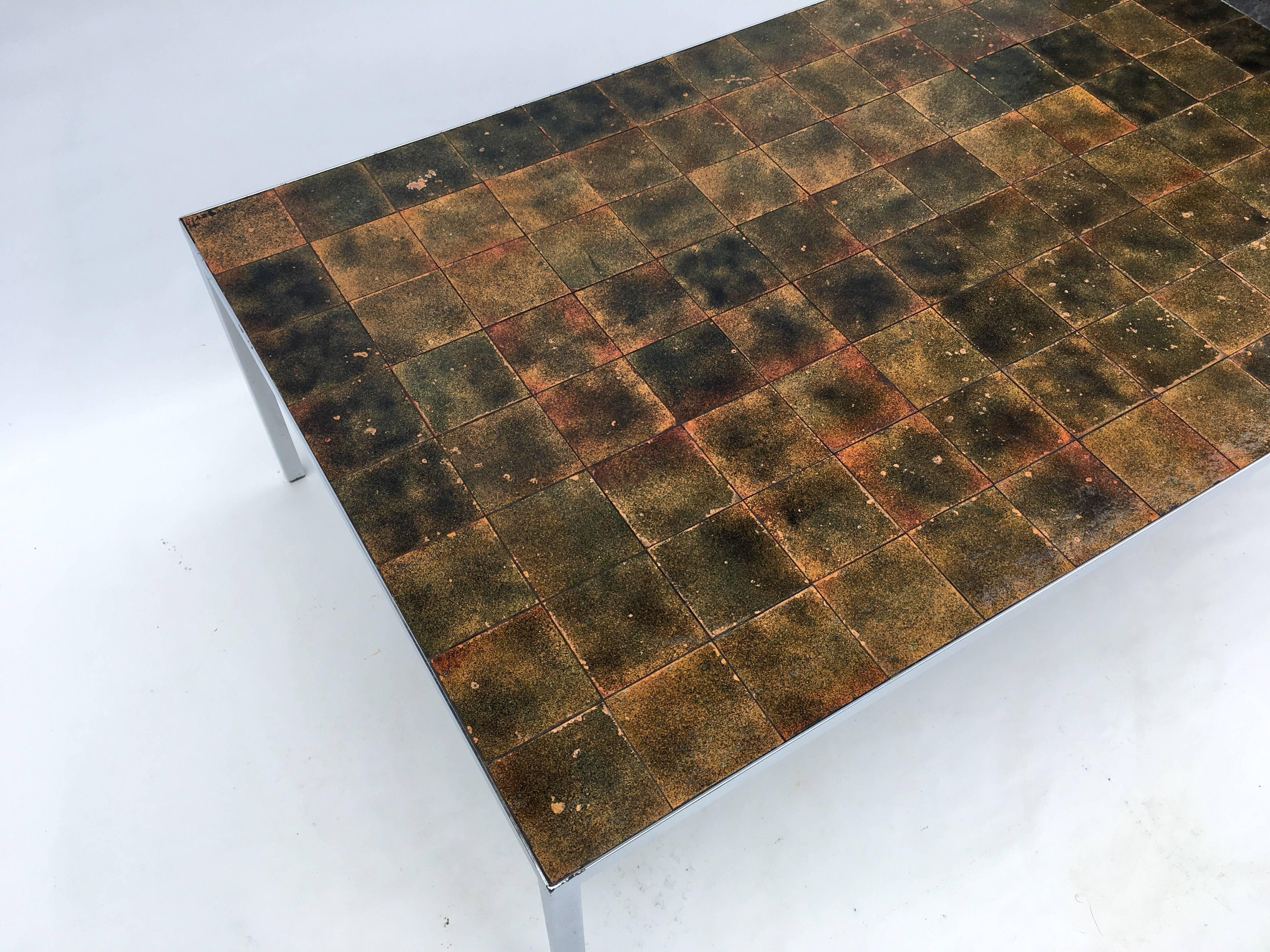 Danish Enameled Copper Tile Coffee Table 9