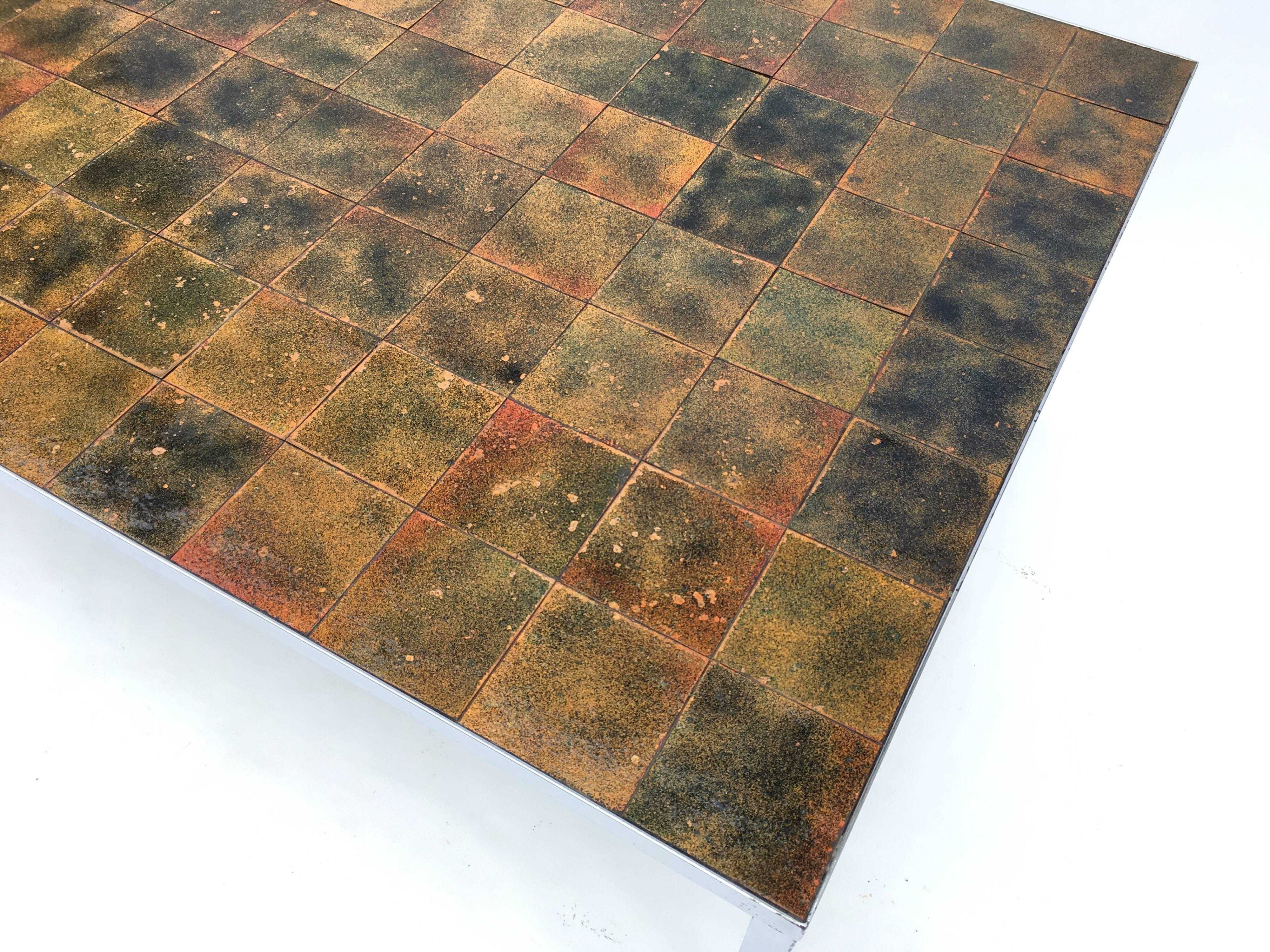 Danish Enameled Copper Tile Coffee Table 10