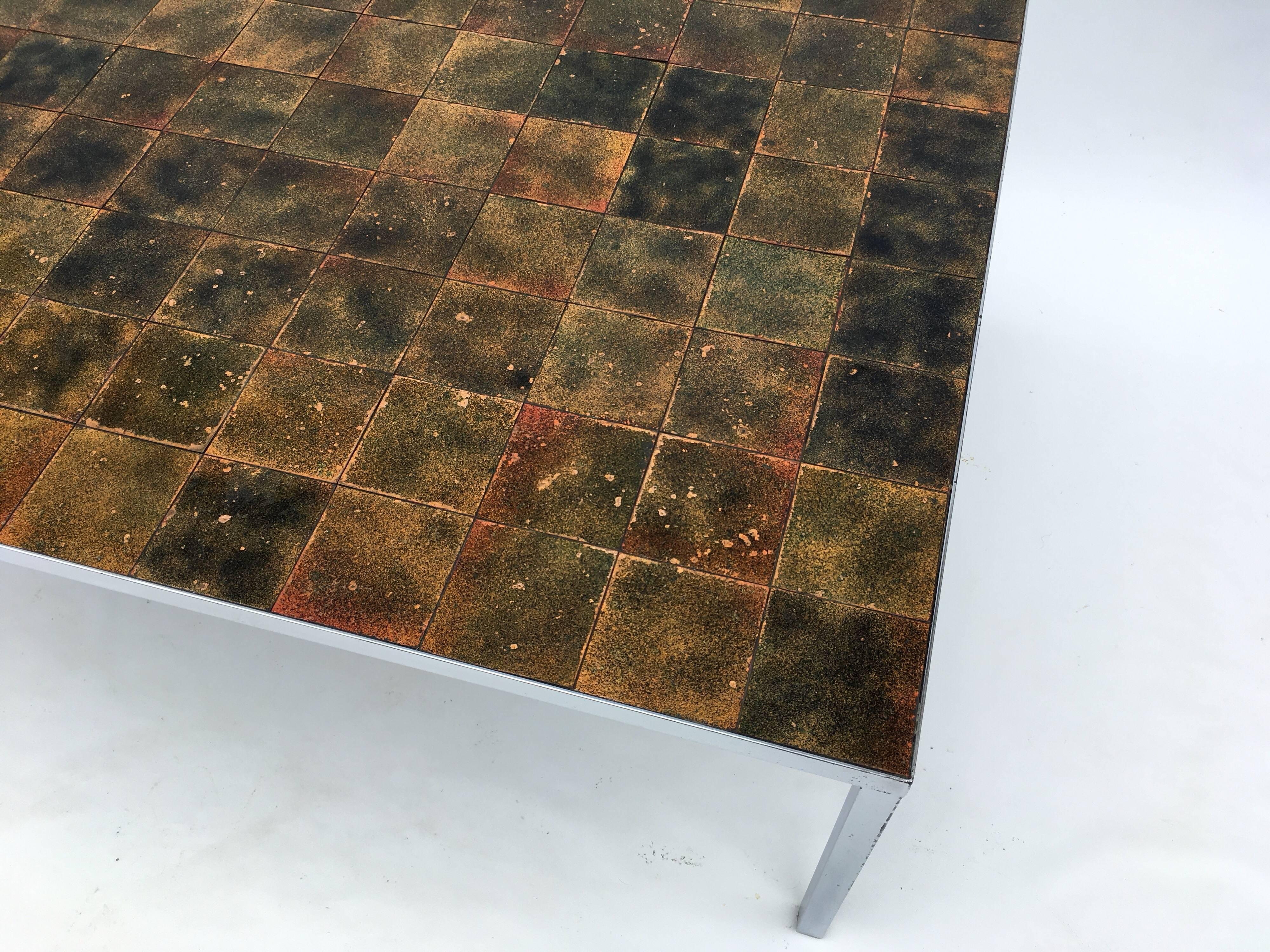 Mid-20th Century Danish Enameled Copper Tile Coffee Table