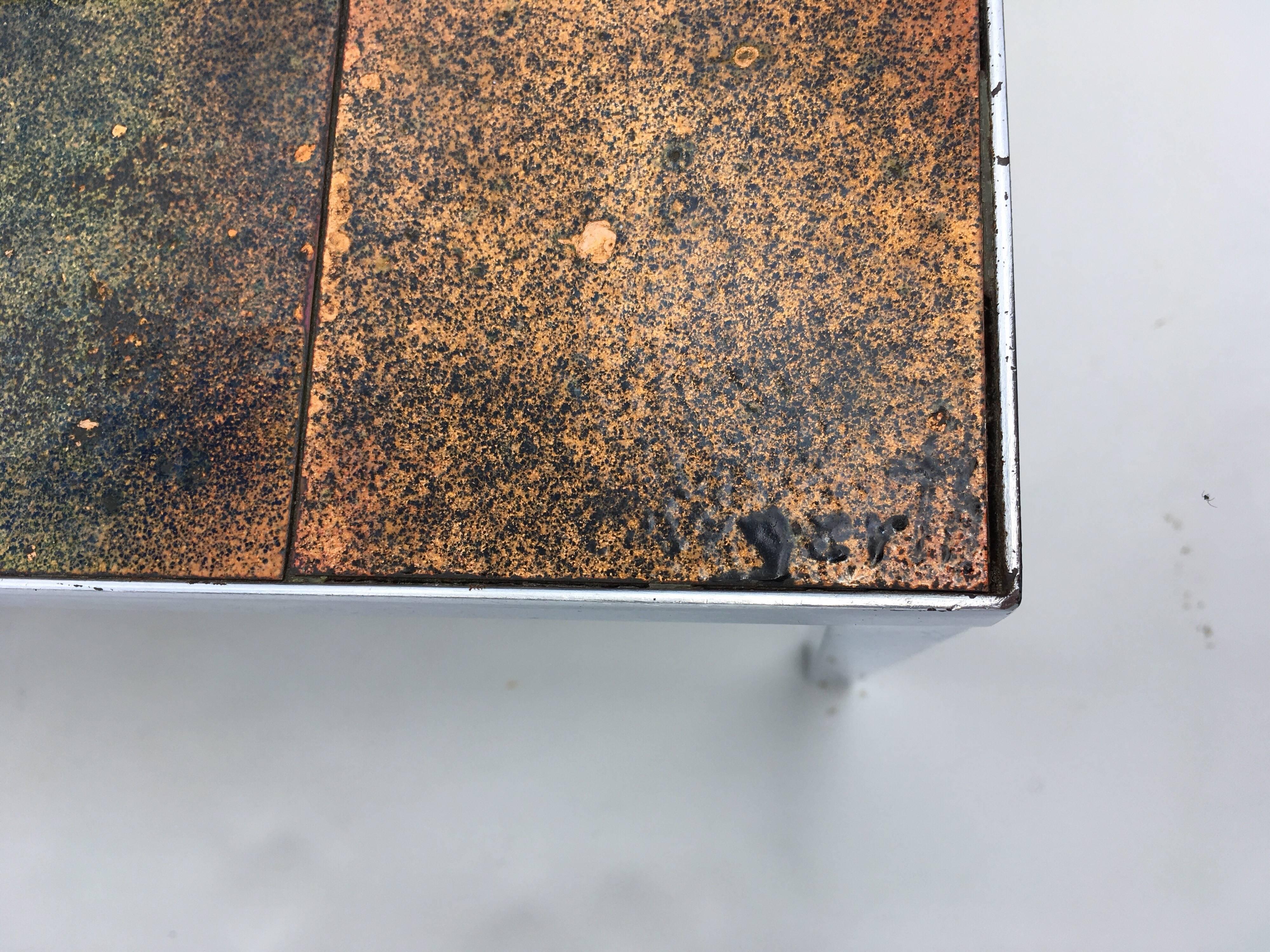 Danish Enameled Copper Tile Coffee Table 3