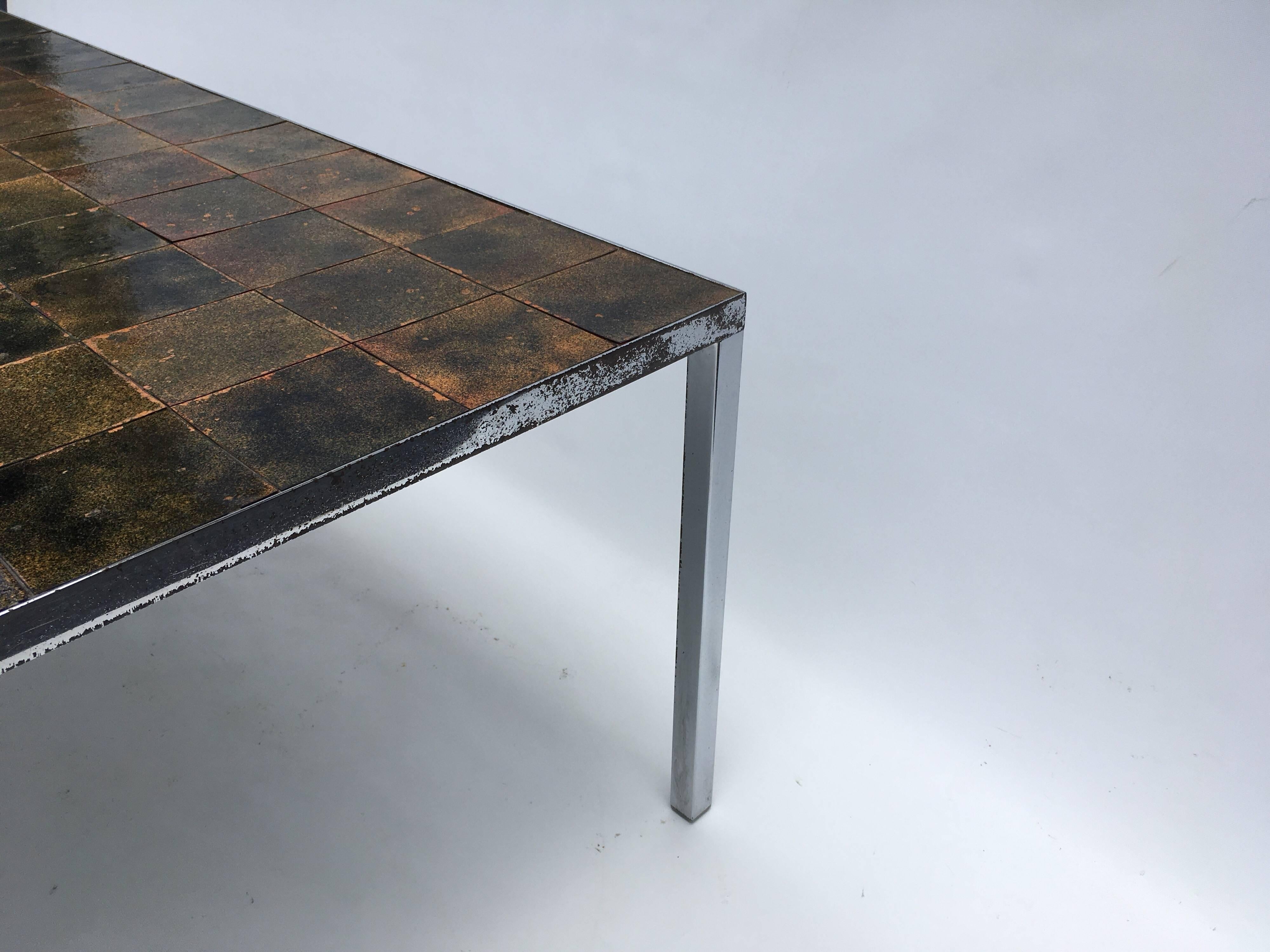 Danish Enameled Copper Tile Coffee Table 4