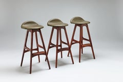 Danish Erik Buch OD61 Bar Stool in Green Leather