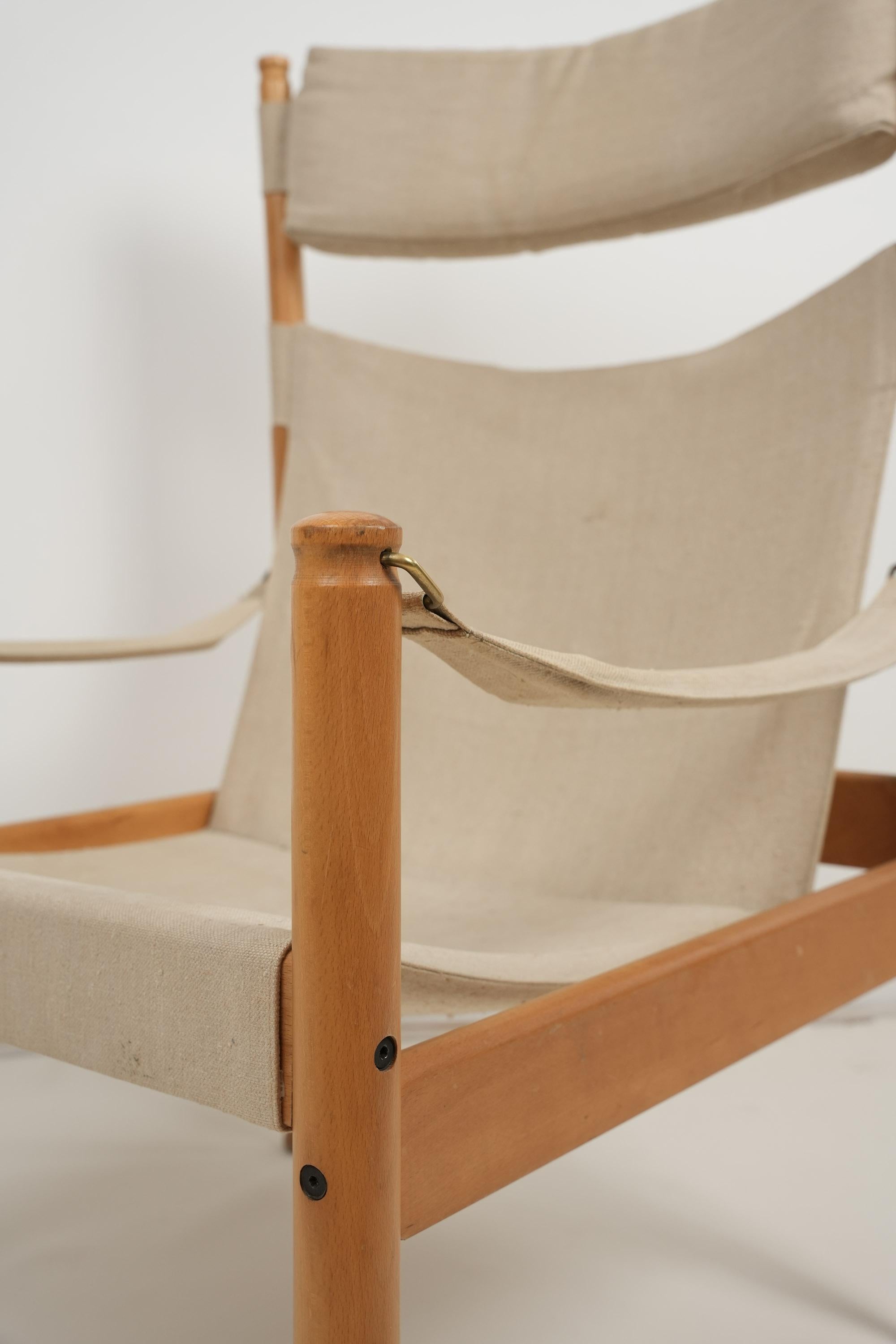 Wood Danish Erik Worts Safari Longuechair 1960s For Sale