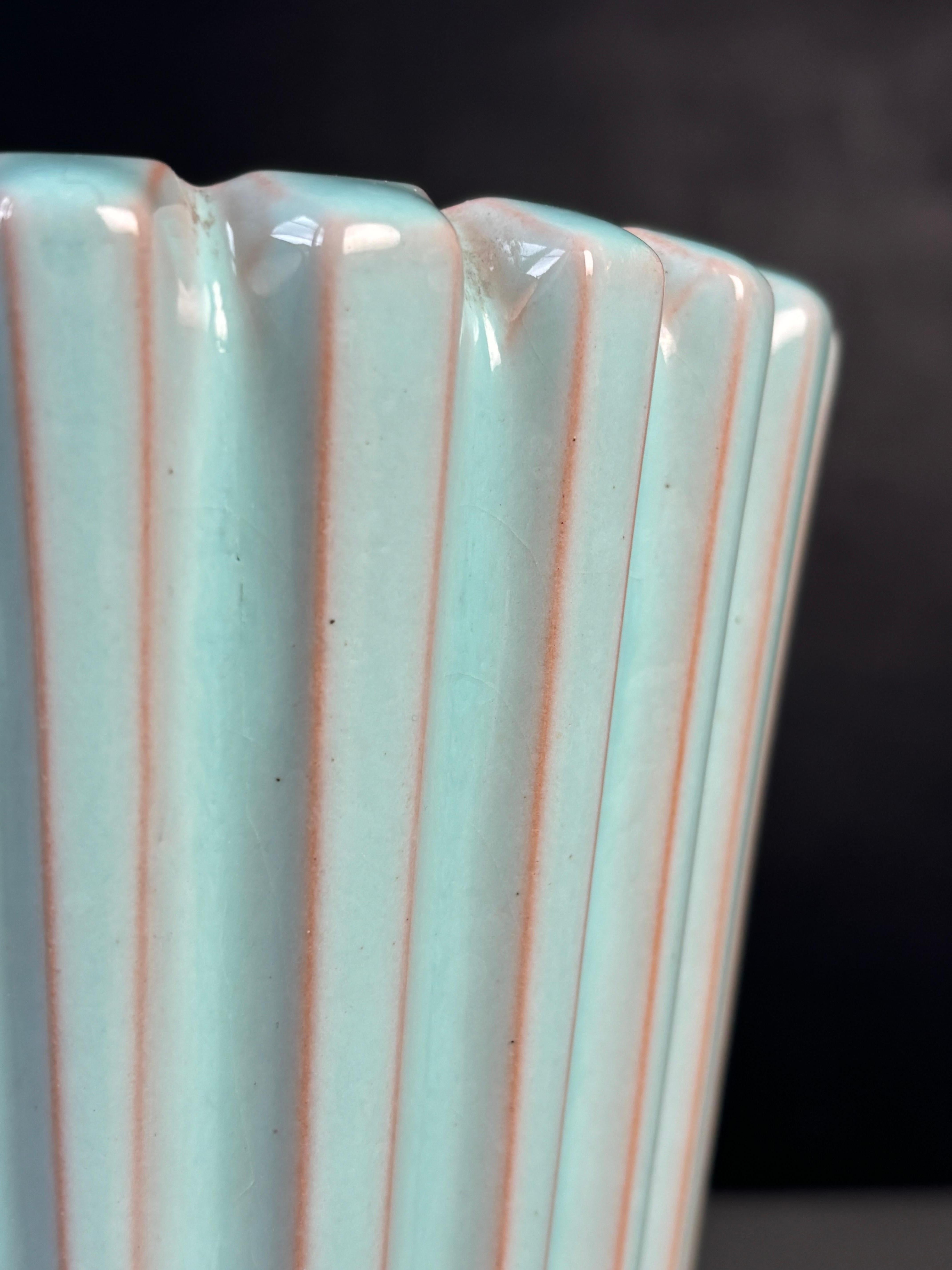 Vaso increspato verde menta danese Eslau, anni '50 in vendita 2