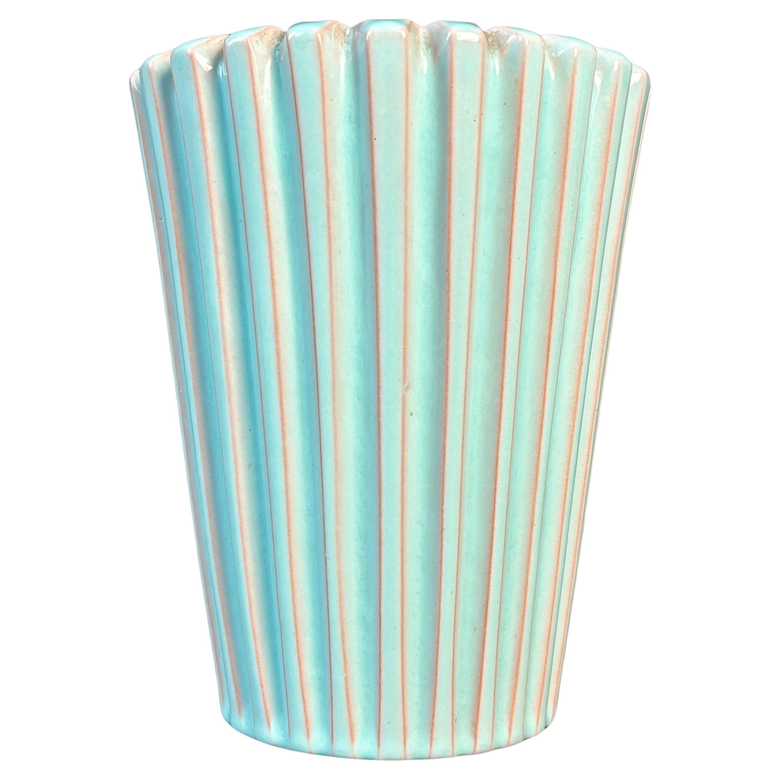 Vaso increspato verde menta danese Eslau, anni '50