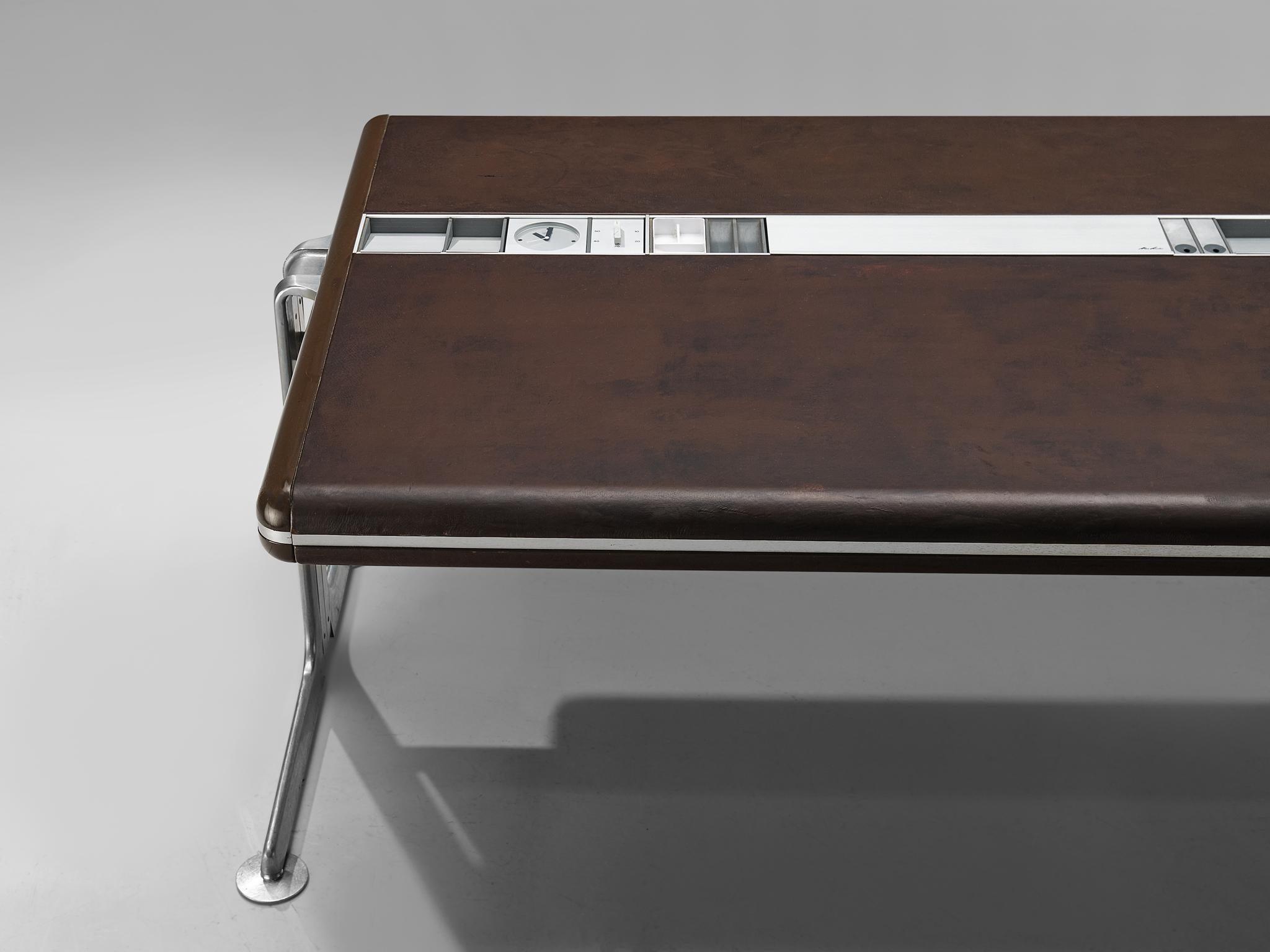Late 20th Century Danish Executive Desk in Leather and Aluminum