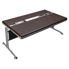 Danish Executive Desk in Leather and Aluminum