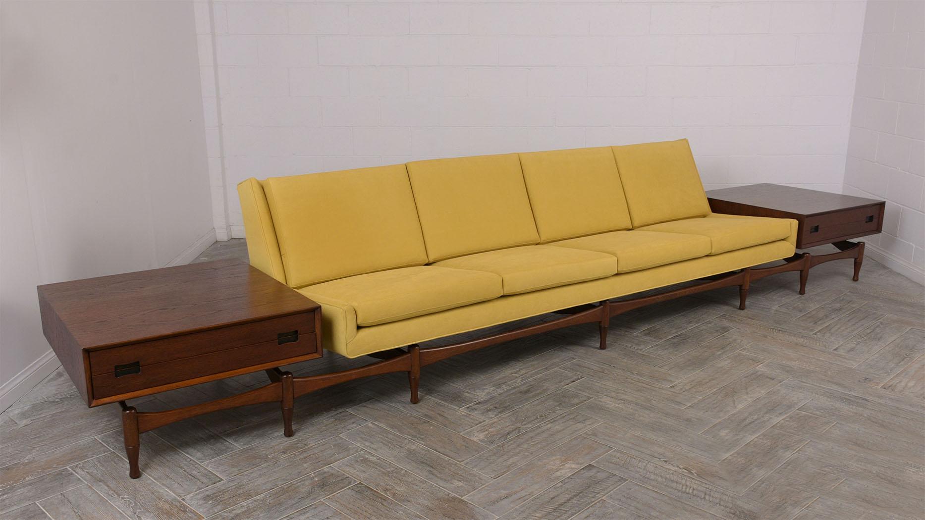 Danish Executive Modern Sofa with Side Tables In Excellent Condition In Los Angeles, CA